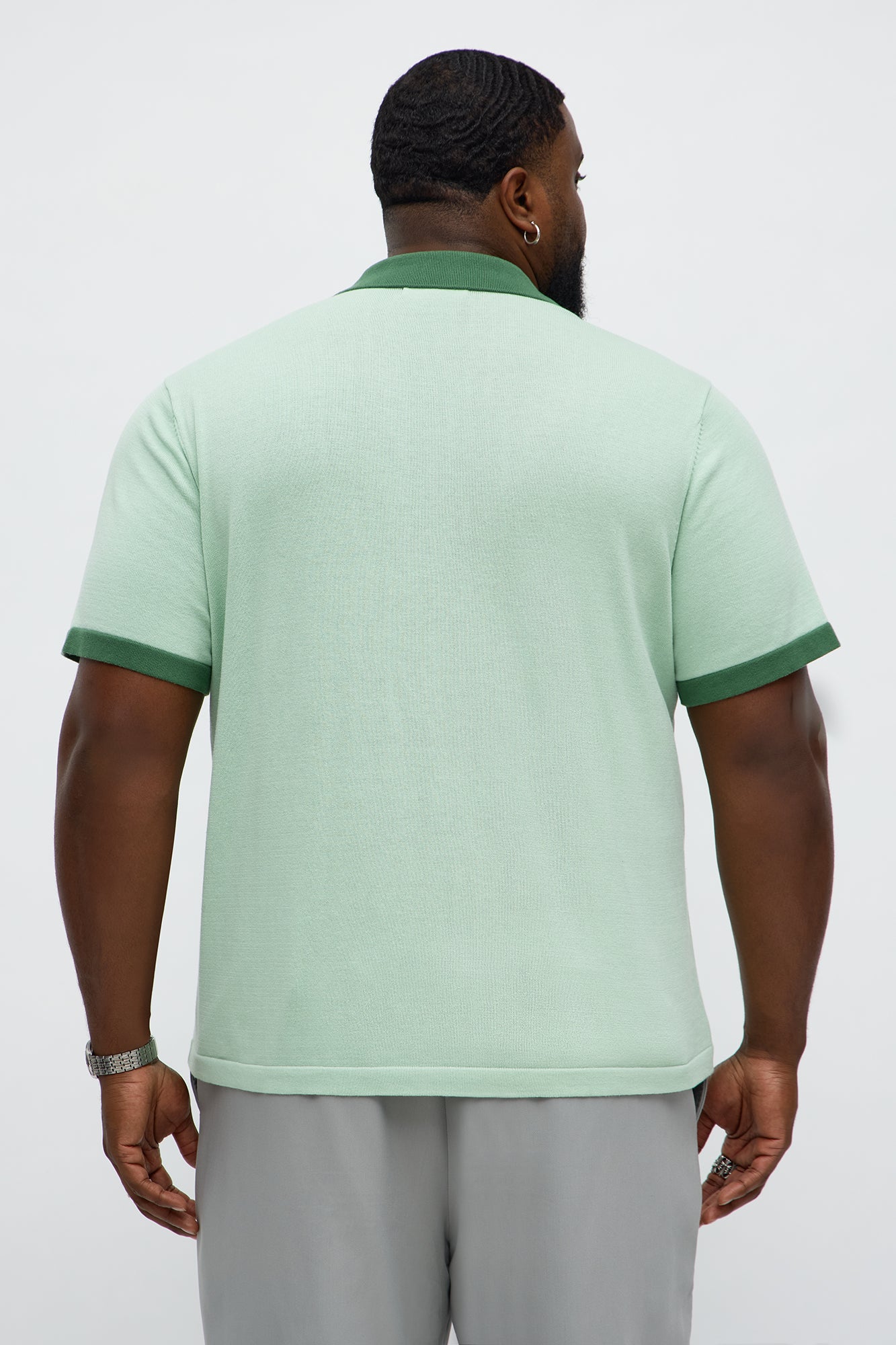 Oversized Exaggerated Pockets Lounge Polo - Green/combo