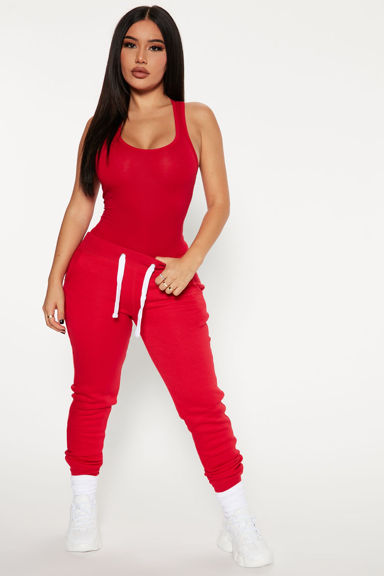 Divine Basic Tank Bodysuit - Red