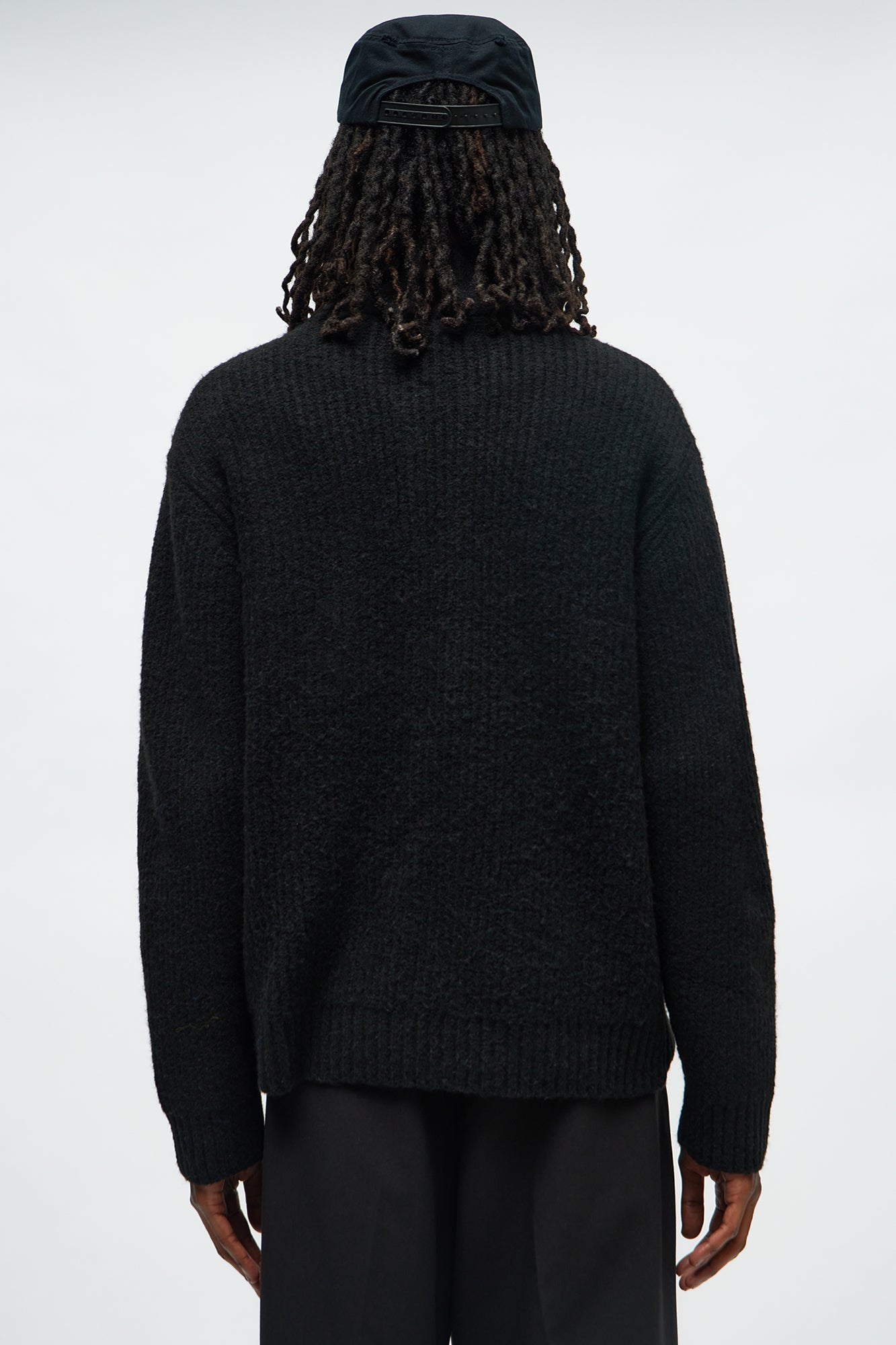 Oversized Willow Ribbed Zip Up Sweater - Black