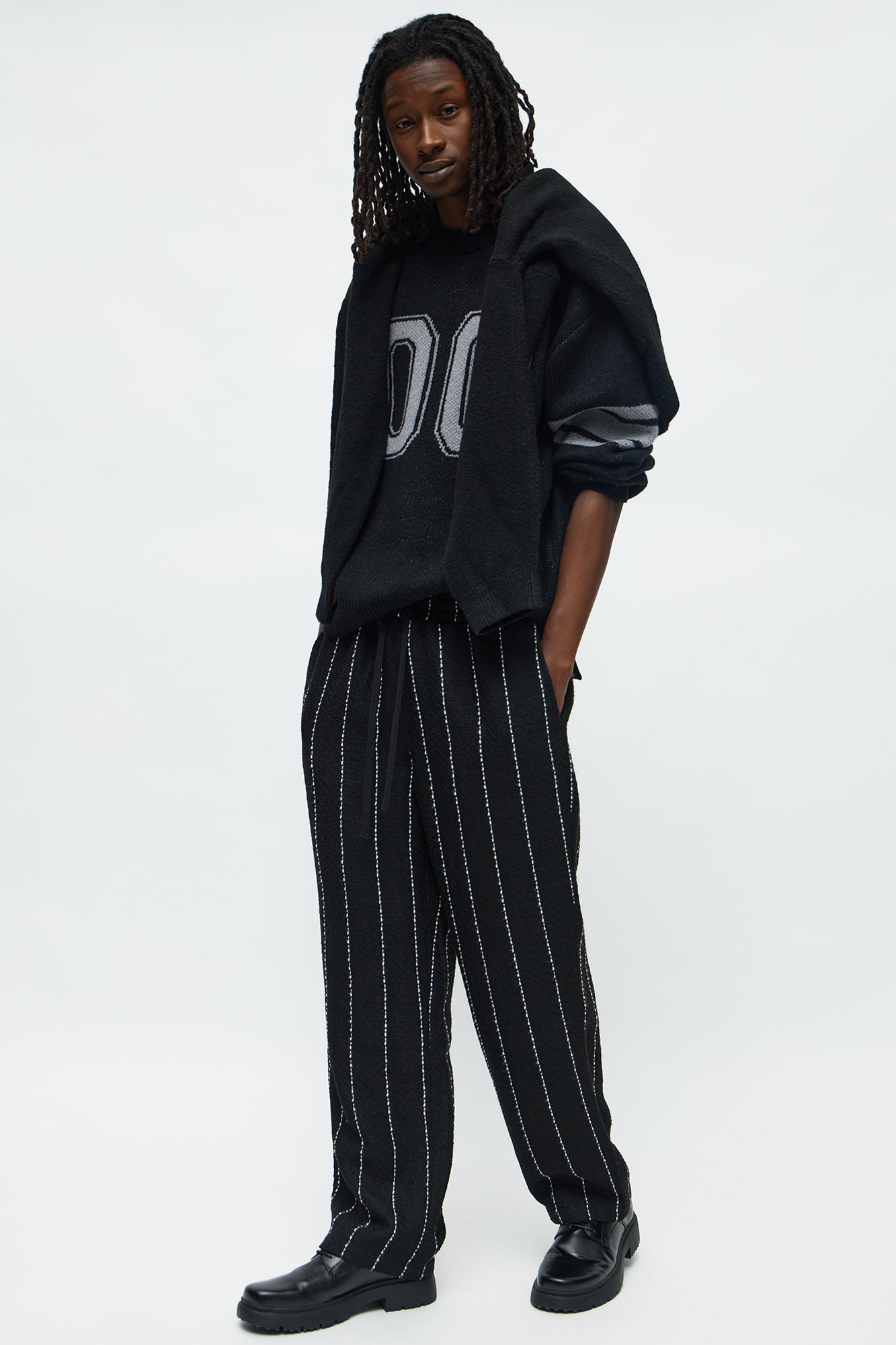 Straight Newport Beach Textured Drawstring Pant - Black