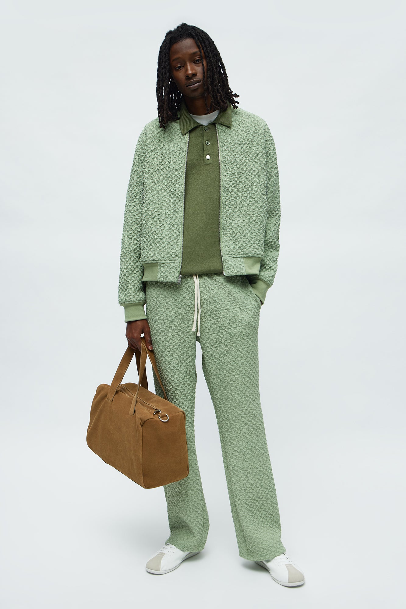 Soho Weave Bomber Jacket - Sage