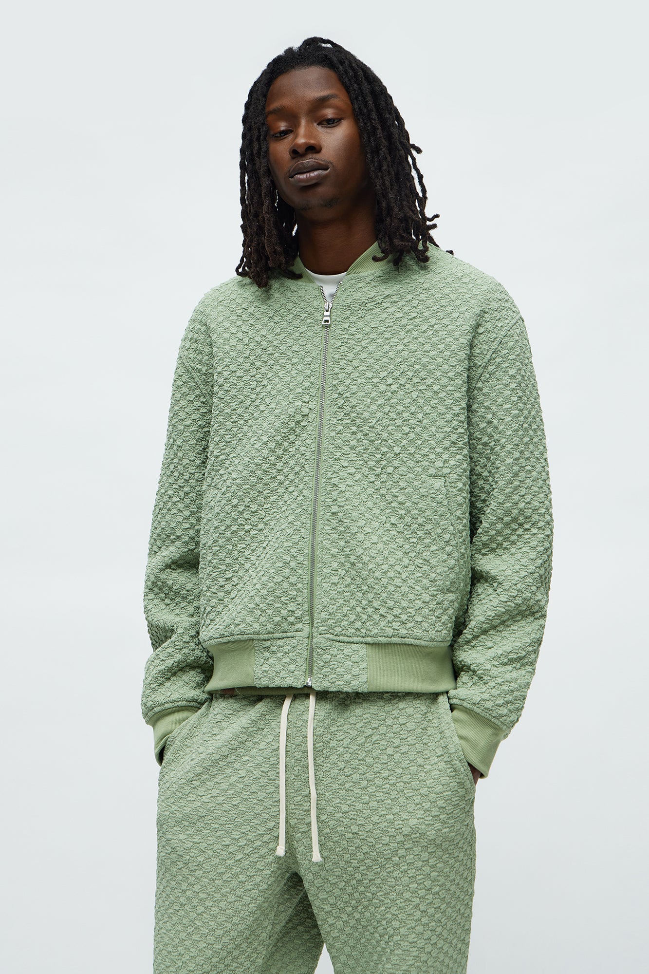 Soho Weave Bomber Jacket - Sage