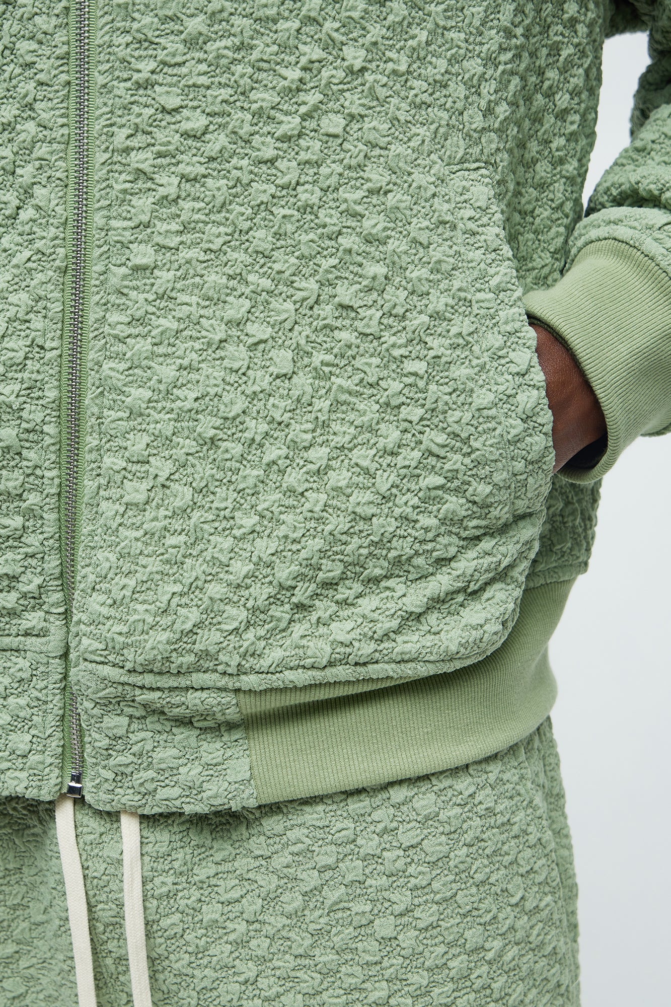 Soho Weave Bomber Jacket - Sage