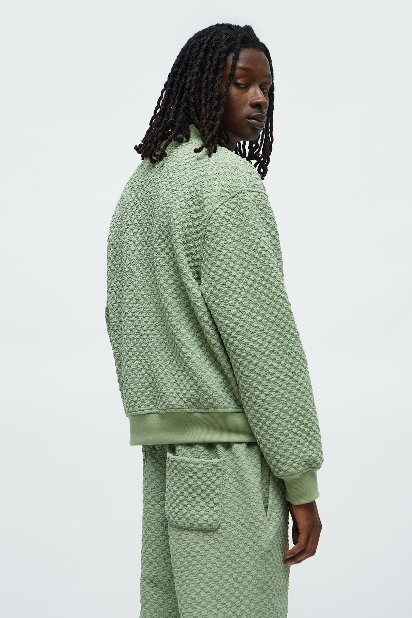 Soho Weave Bomber Jacket - Sage