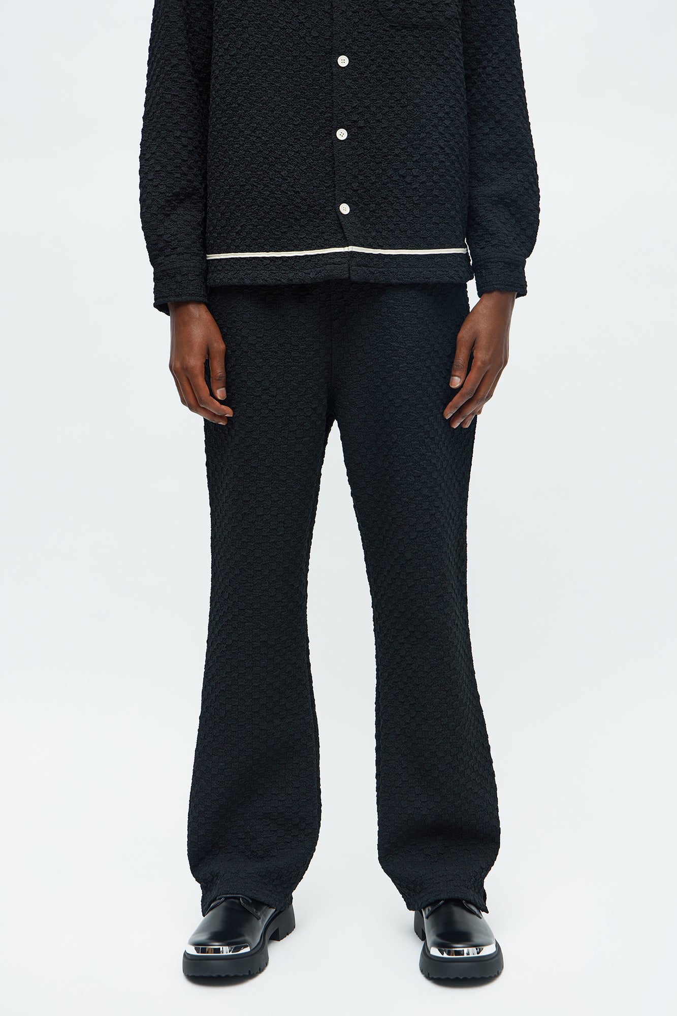 Slim Flare Soho Weave Slit Pant - Black