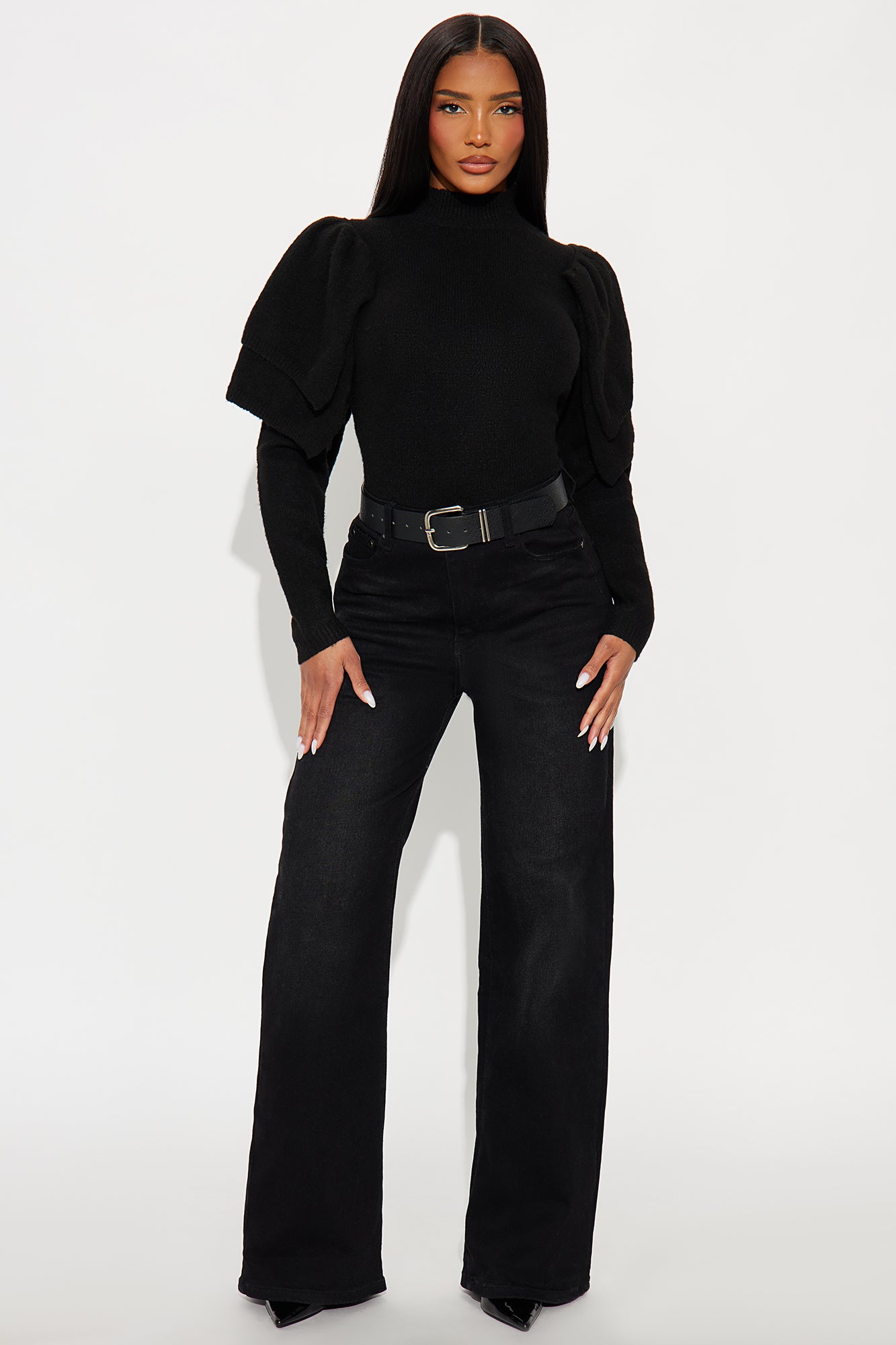Sweet Nothings Mock Neck Sweater - Black