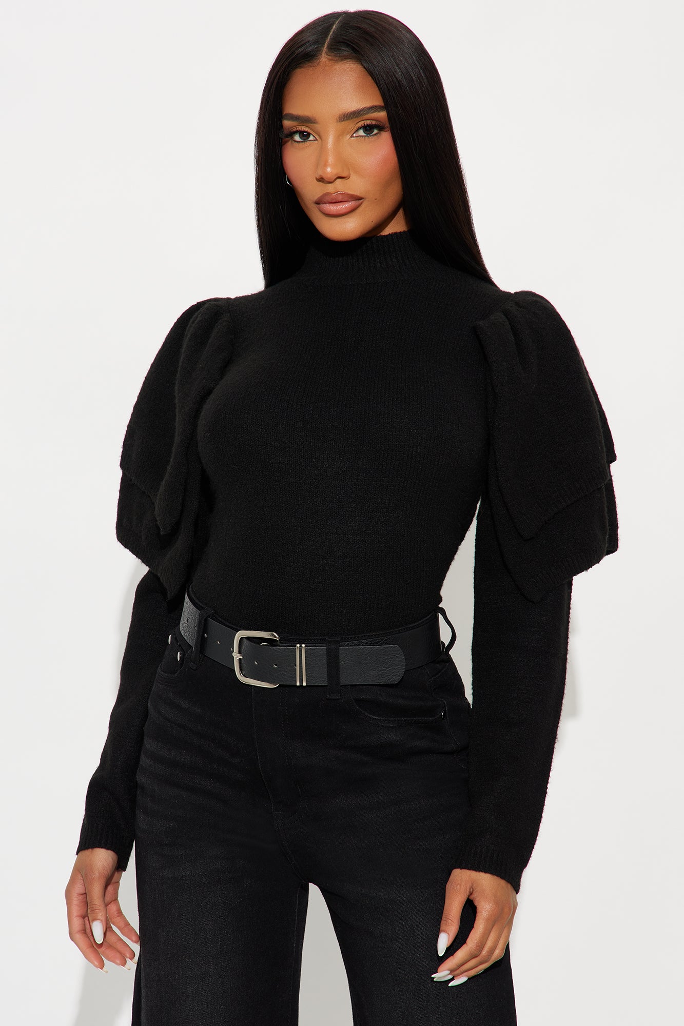Sweet Nothings Mock Neck Sweater - Black