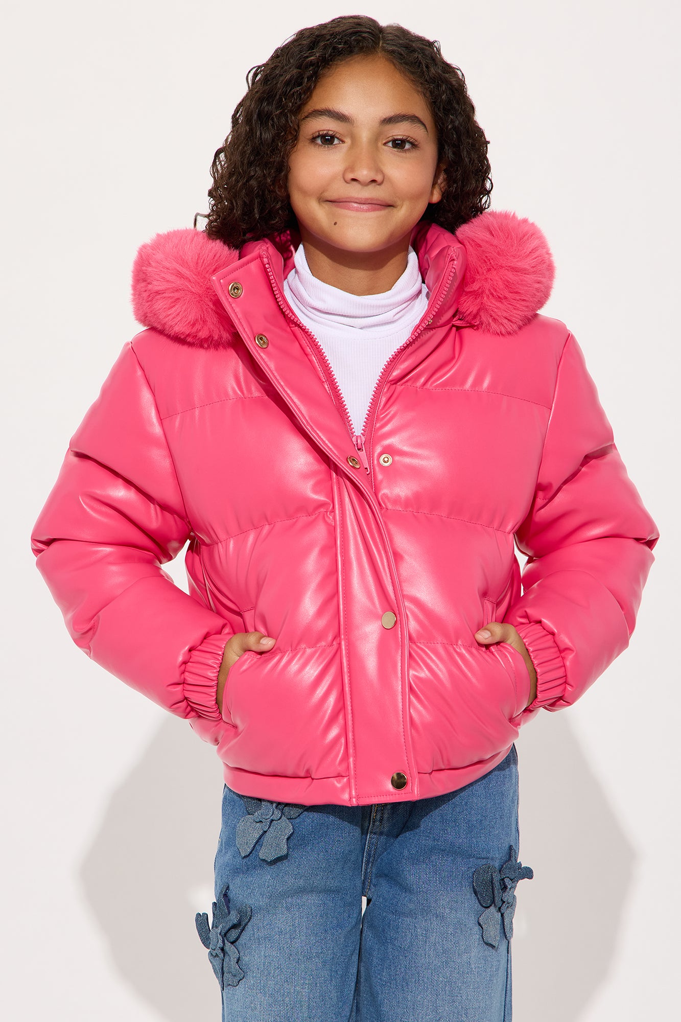 Mini Miss Grab And Go Puffer Jacket - Neon Pink