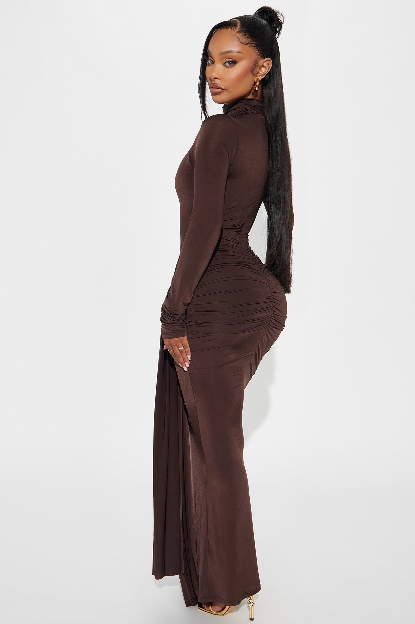 Sienna Long Sleeve Maxi Dress - Chocolate