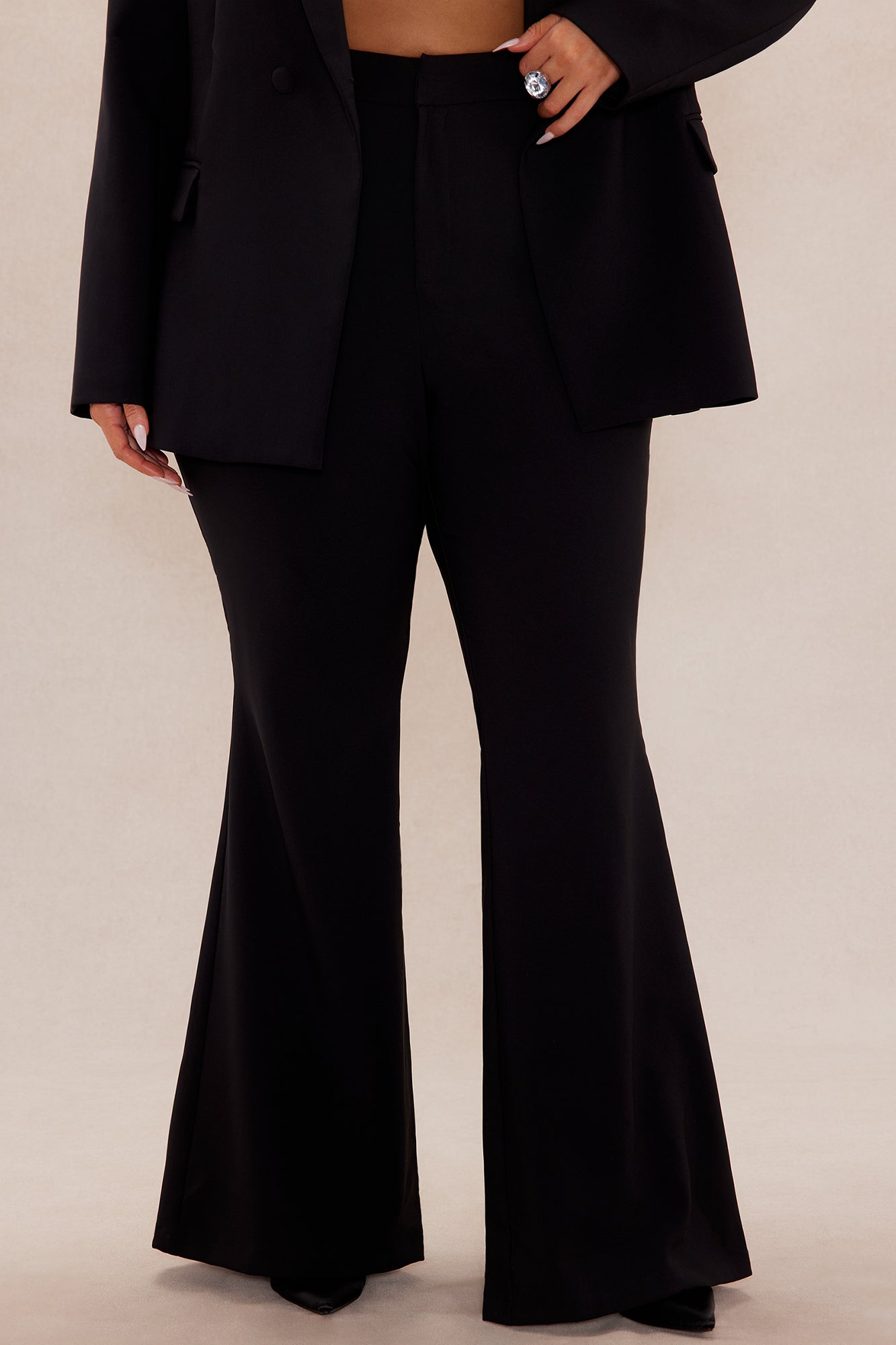 Diana Feather Blazer Suit Set - Black