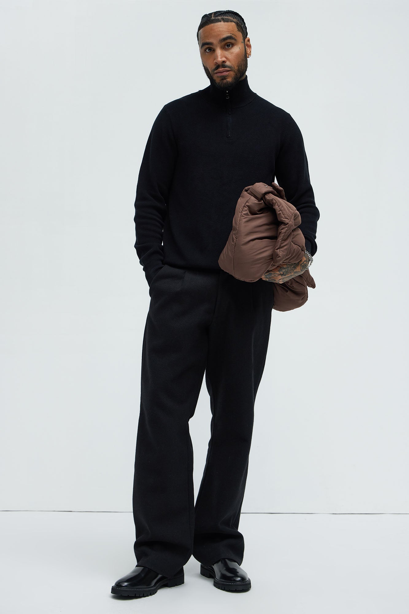 Shawn Quarter Zip Sweater - Black