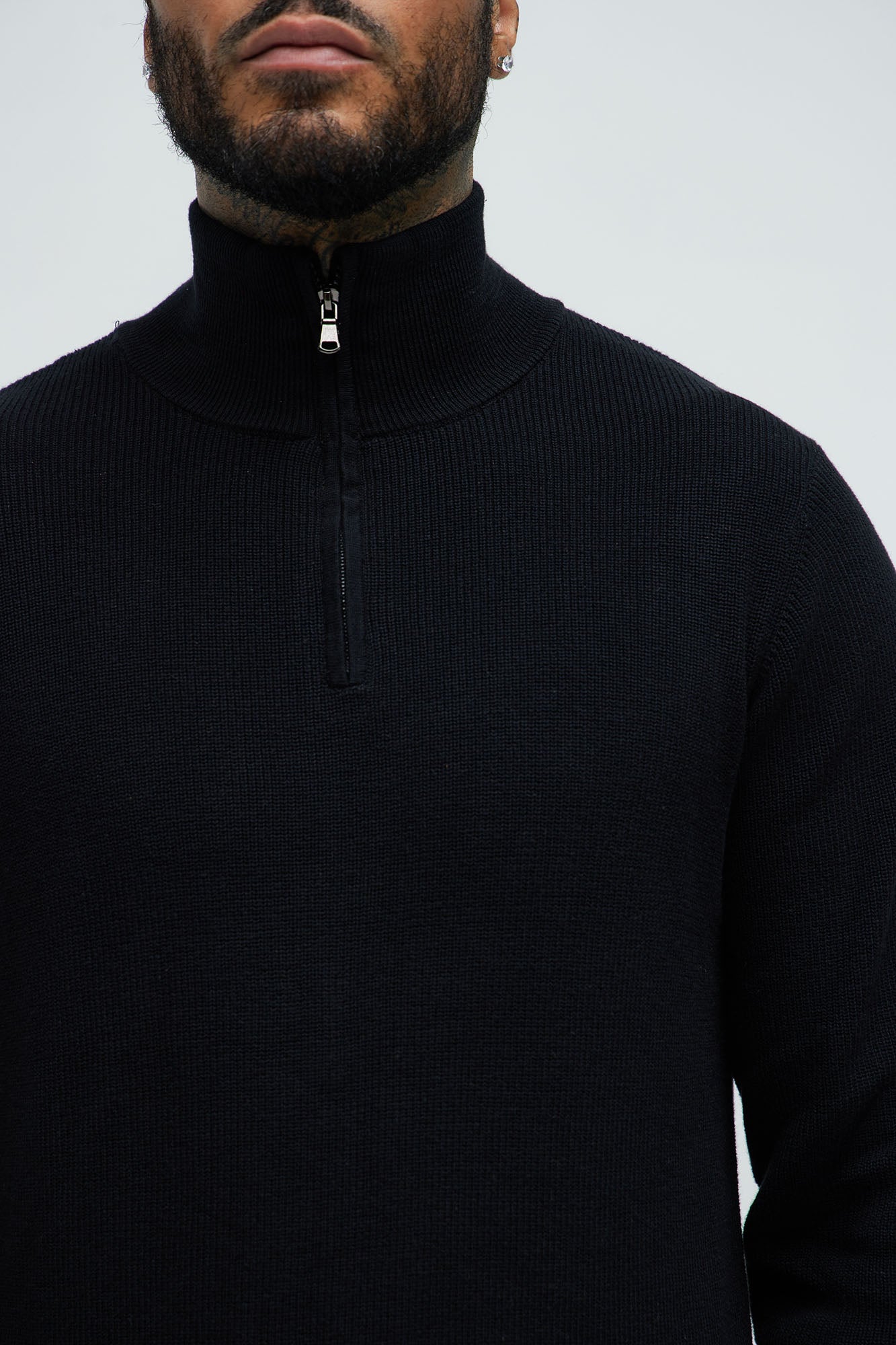 Shawn Quarter Zip Sweater - Black