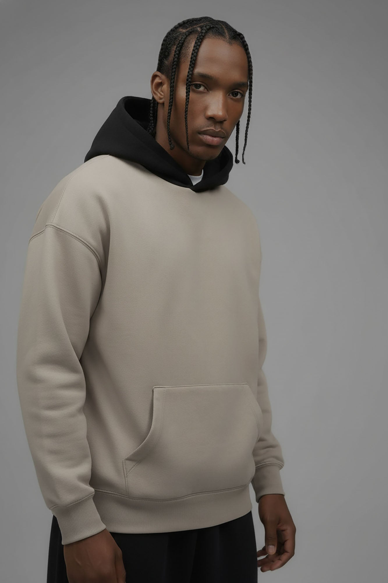 410 Oversized Colorblock Hoodie - Sand