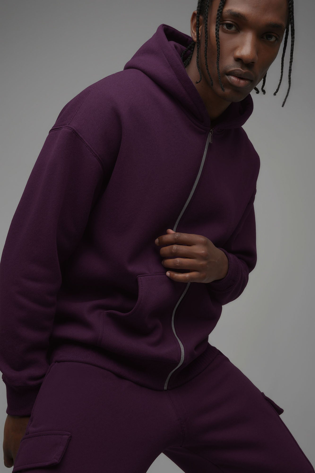 410 Oversized Zip Hoodie - Plum