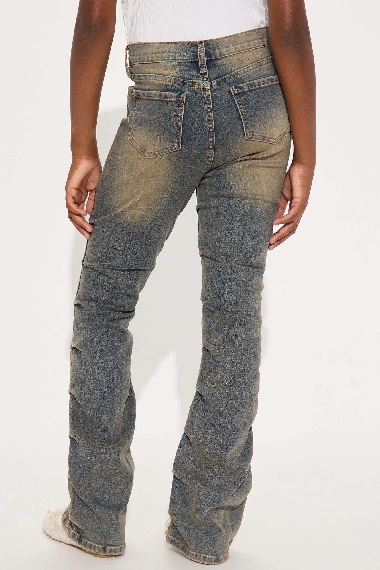 Mini Calling For You Stacked Bootcut Jeans - Dark Wash
