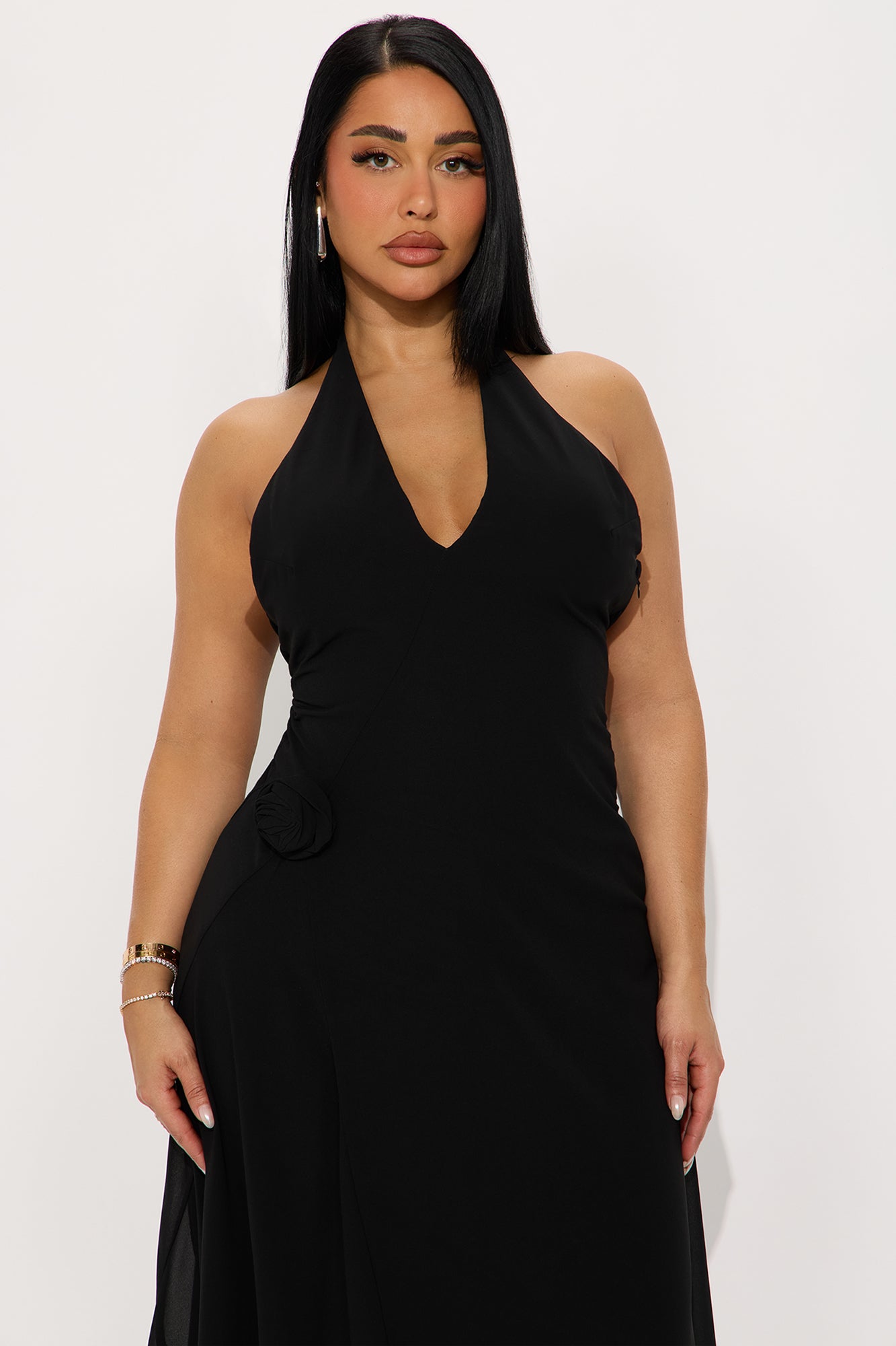 Staying Close Halter Maxi Dress - Black