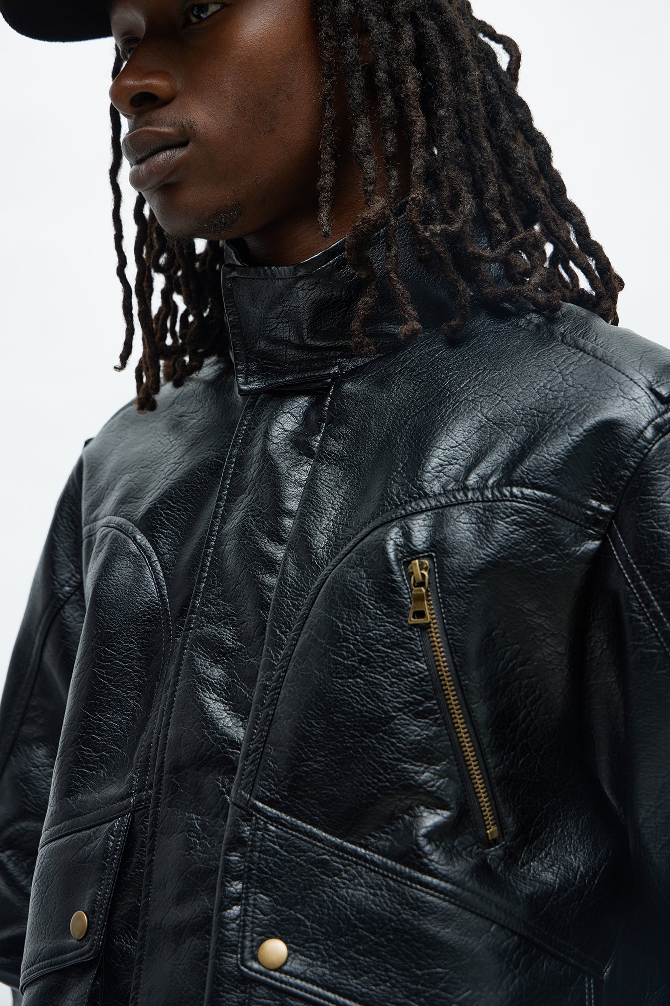Cropped Elevated Moto Faux Leather Jacket - Black