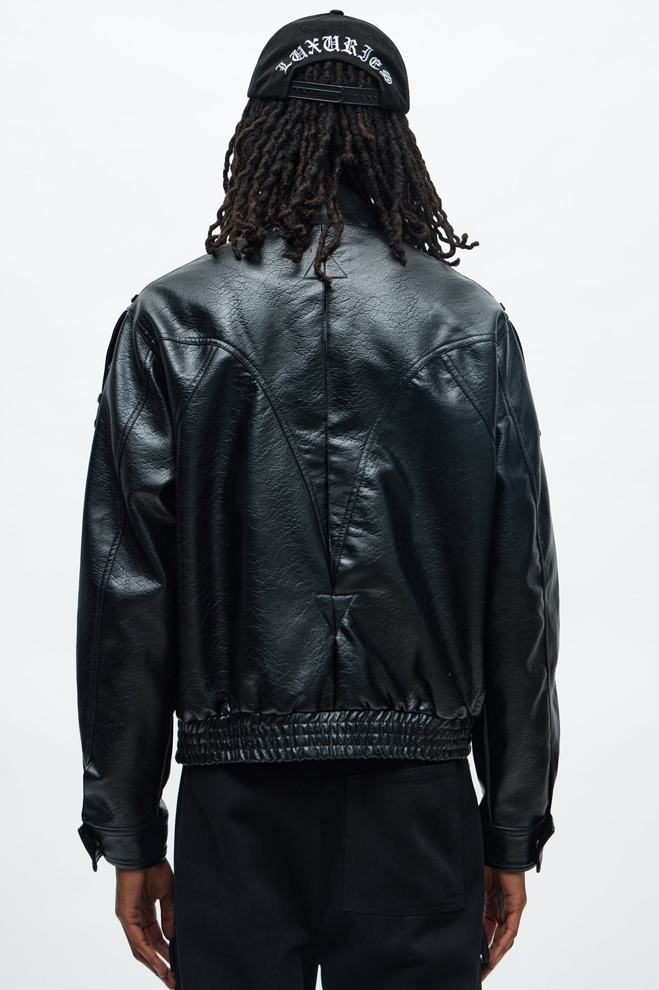 Cropped Elevated Moto Faux Leather Jacket - Black