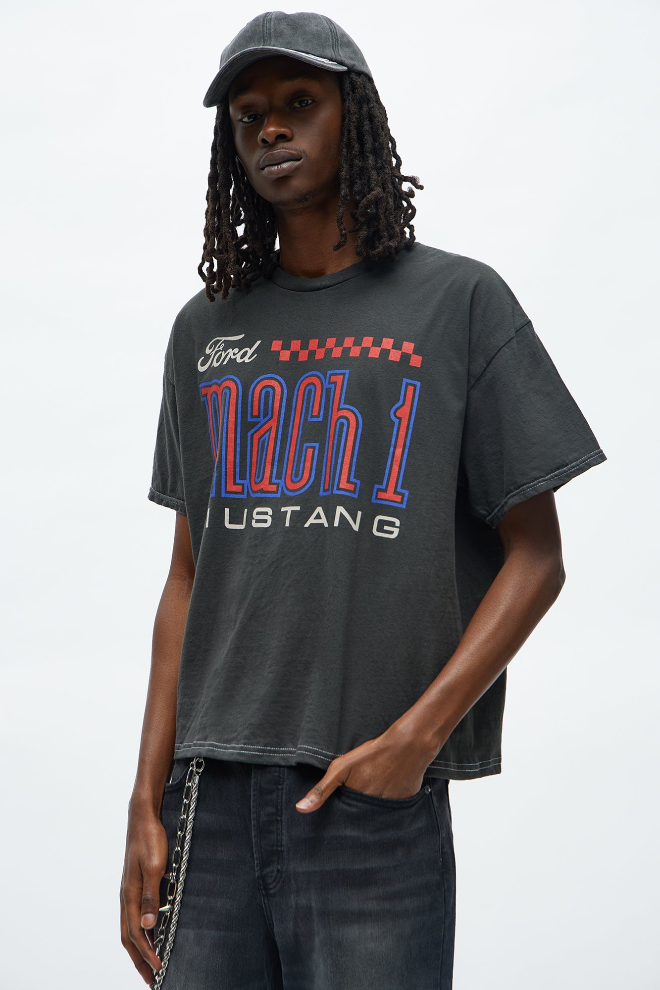 Ford Mach 1 Mustang Boxy Short Sleeve Tee - Black