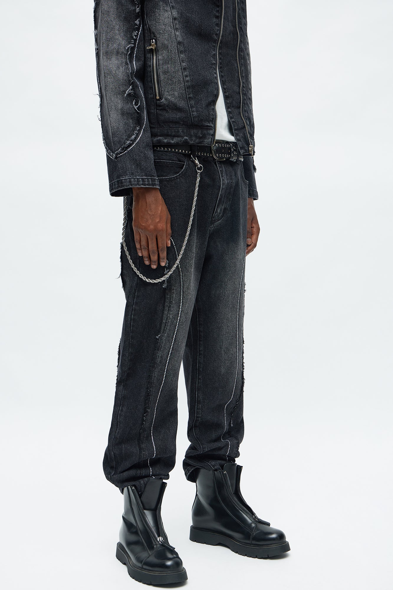 Straight Been Down Jeweled Jean - Black Wash