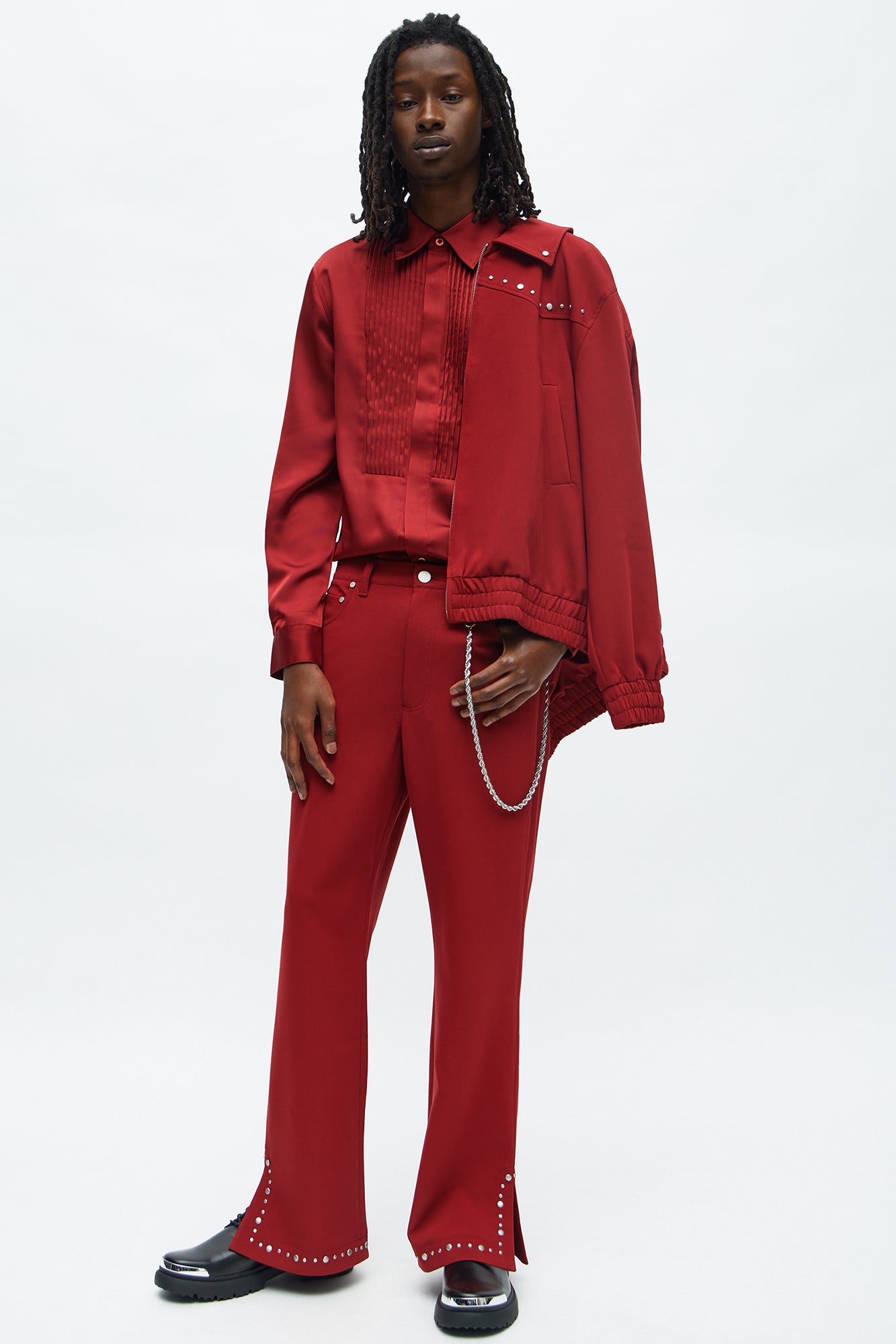 Jett Tux Button Up Shirt - Burgundy