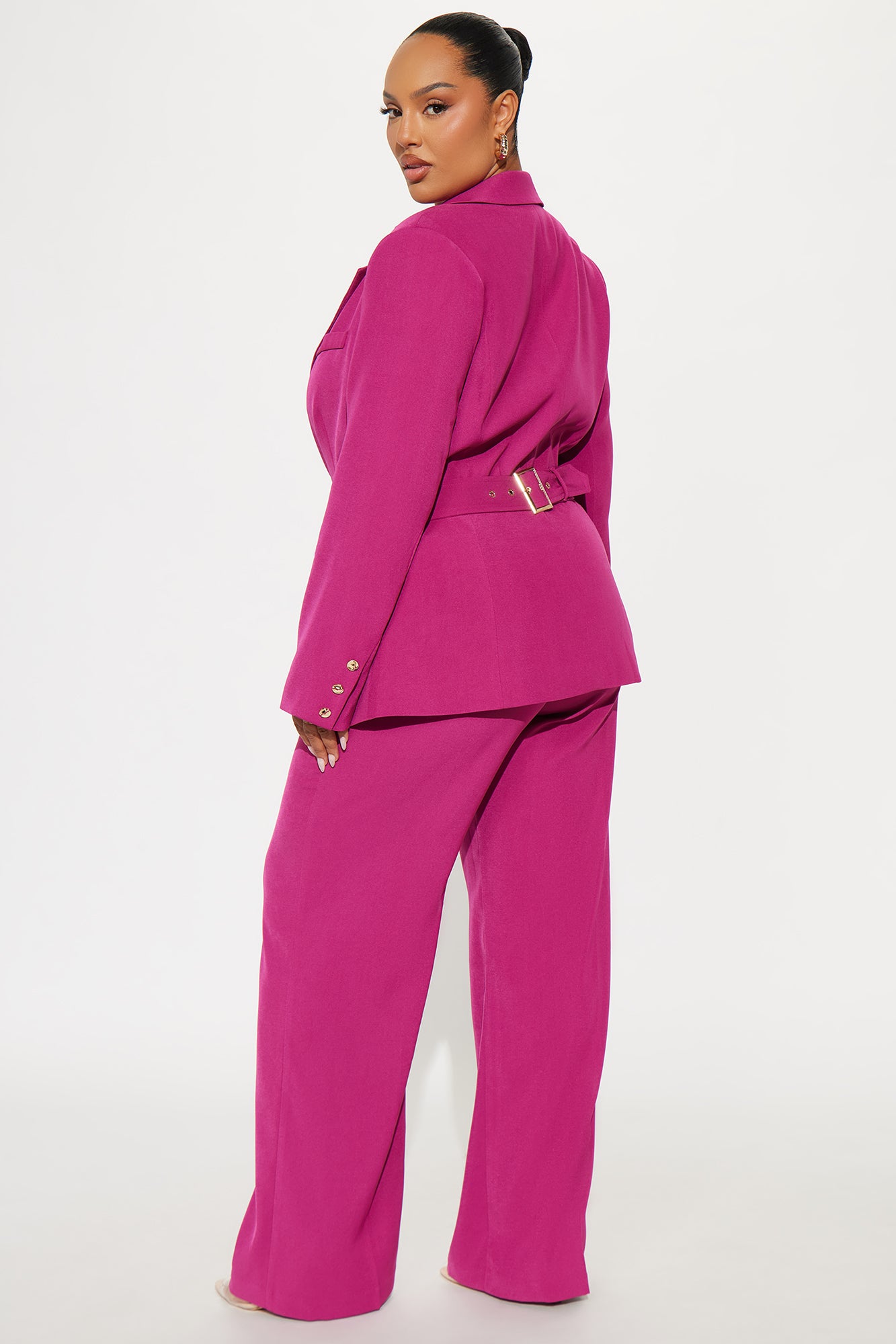 Jaymee Adjustable Waist Blazer Pant Set - Magenta
