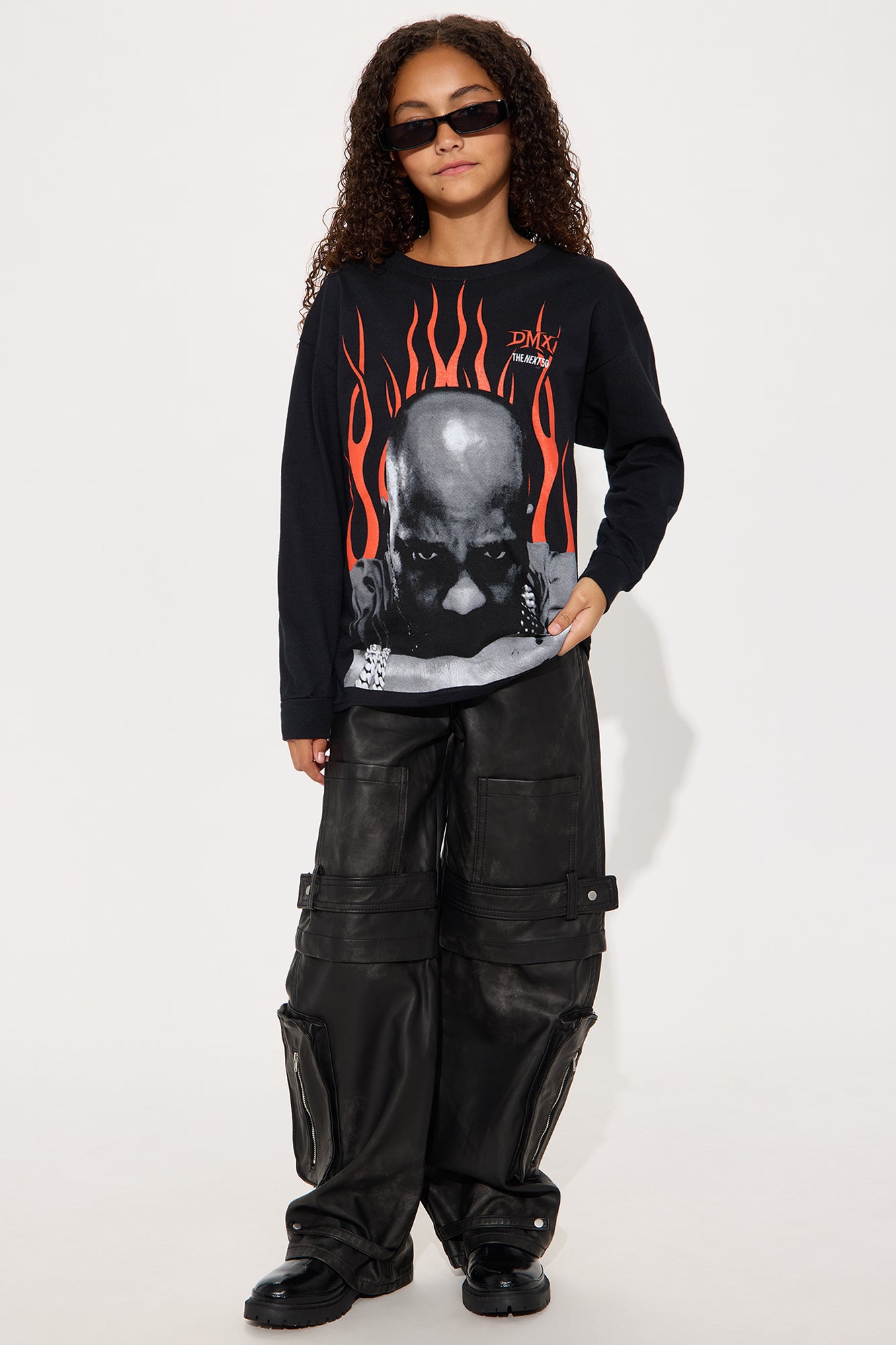 Mini DMX Face Flames Washed Tee - Black
