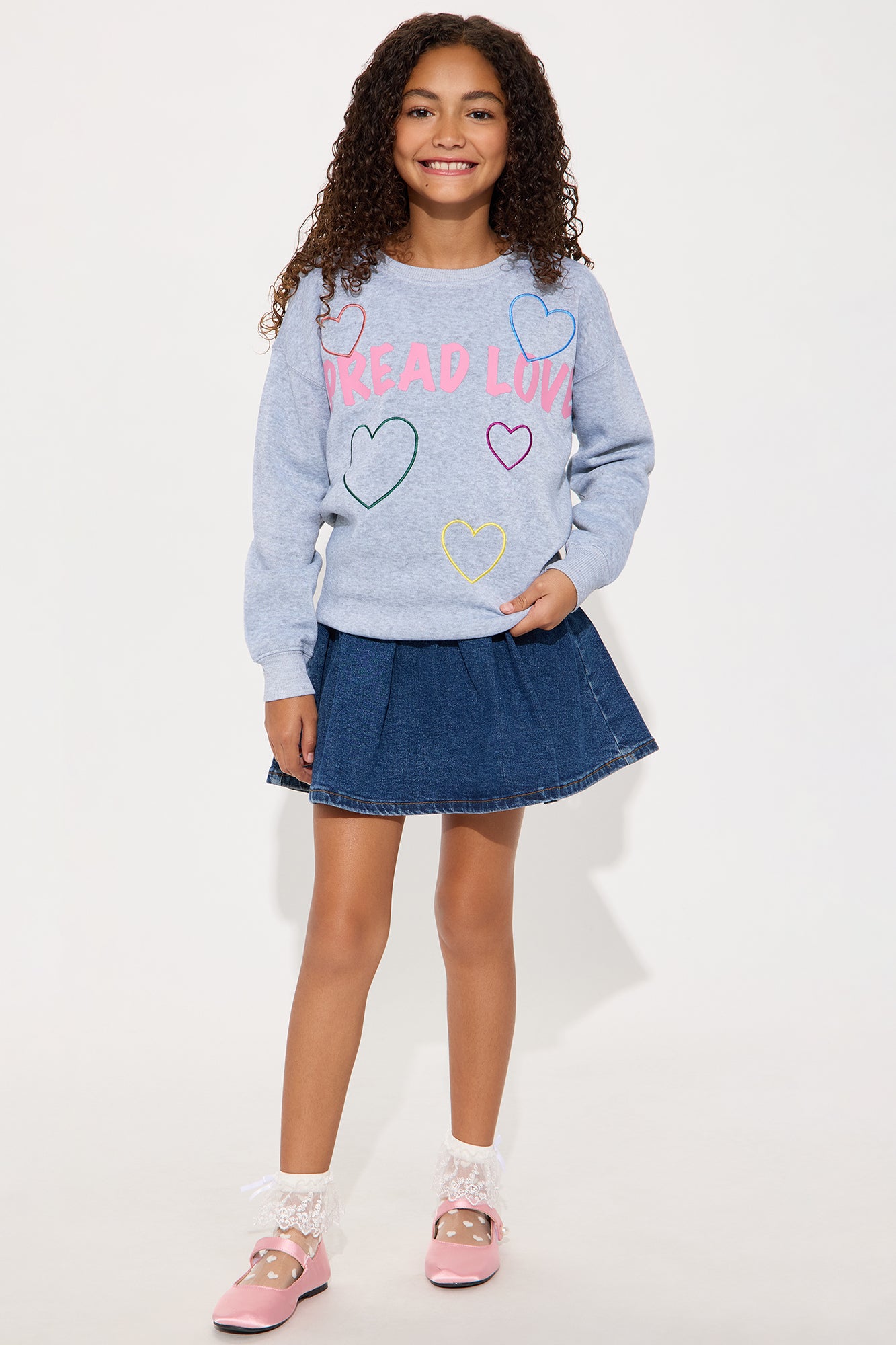 Mini Spread Love Fleece Sweatshirt - Heather Grey