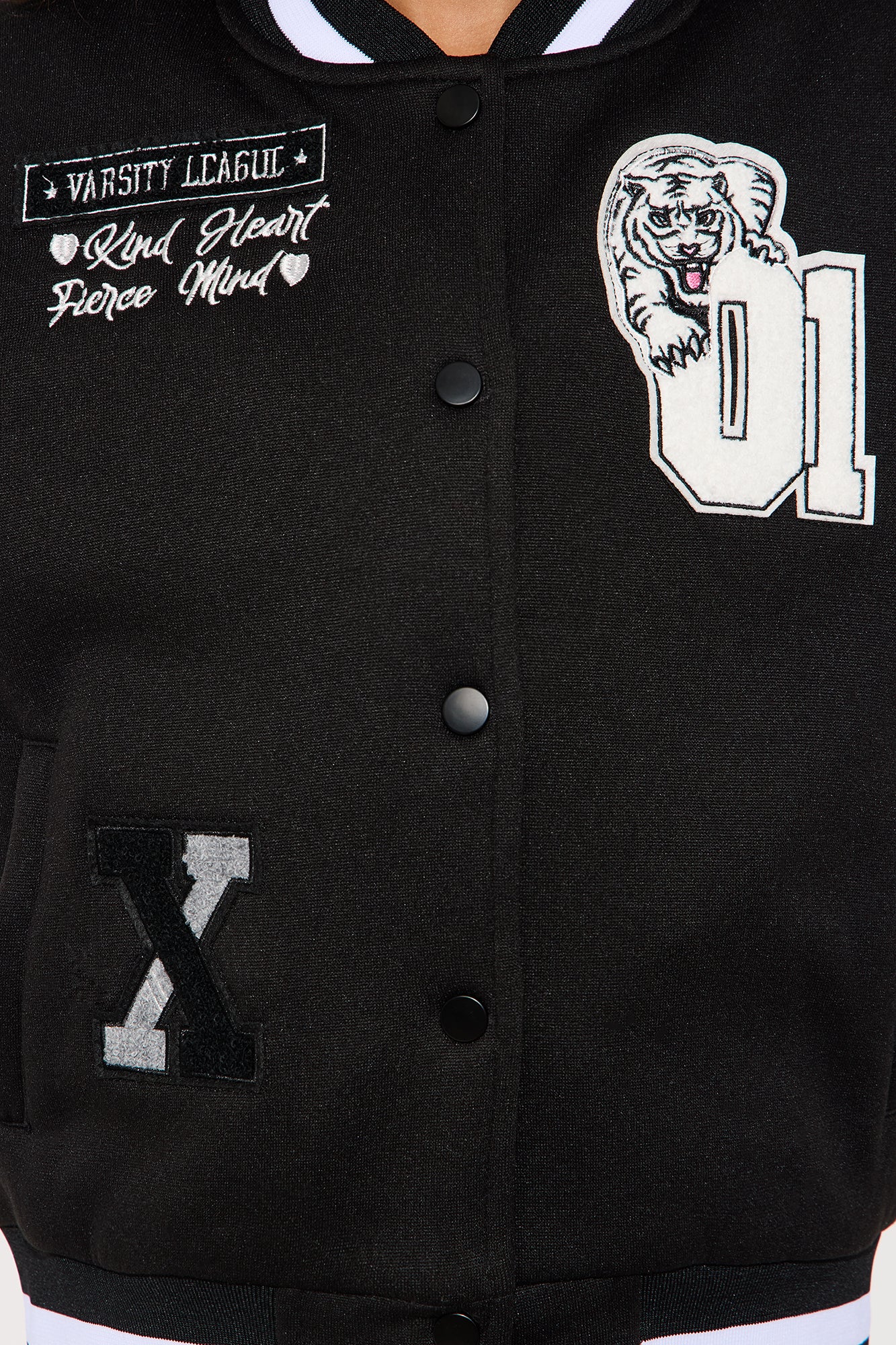 Mini Work Hard Play Hard Varsity Jacket - Black