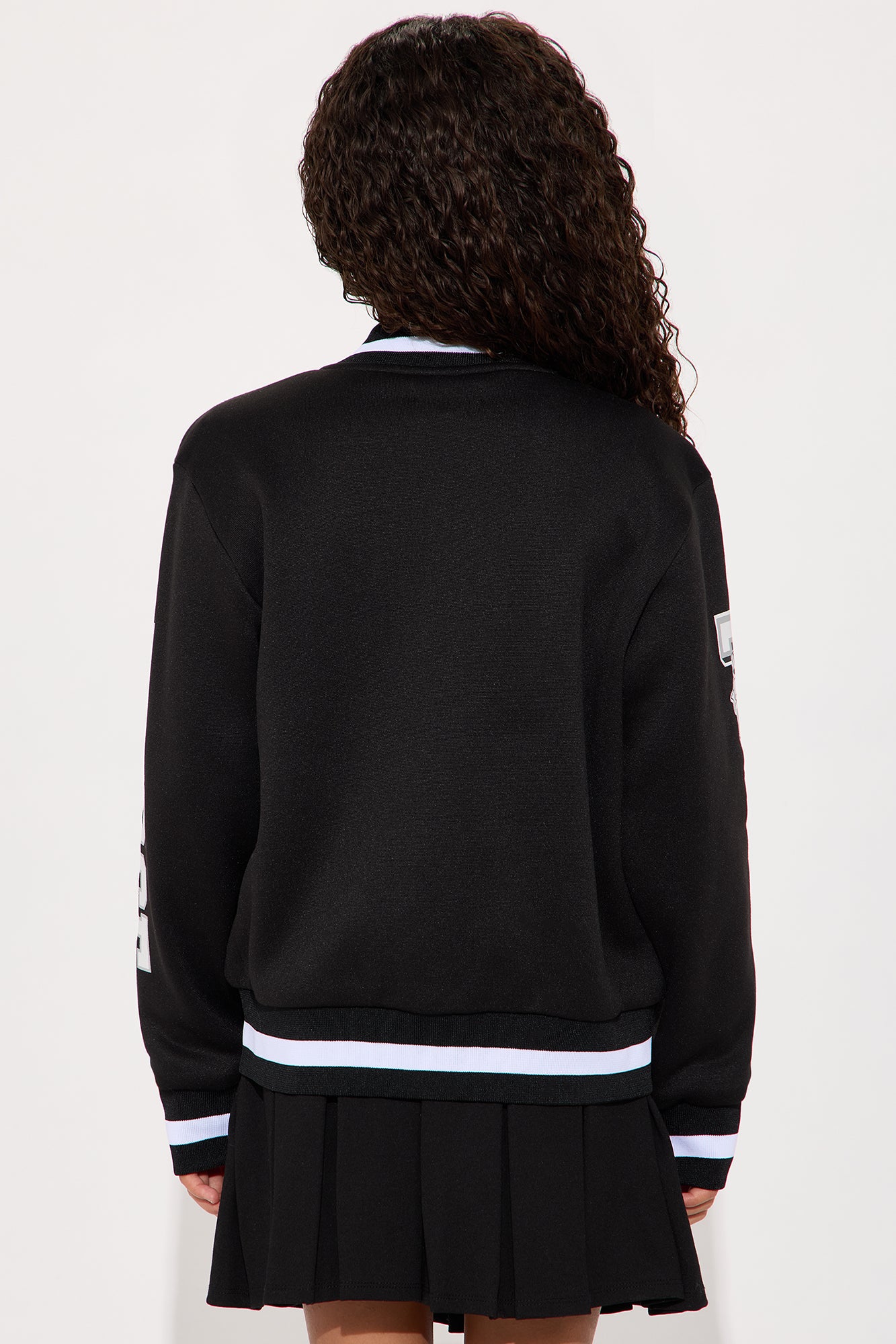 Mini Work Hard Play Hard Varsity Jacket - Black