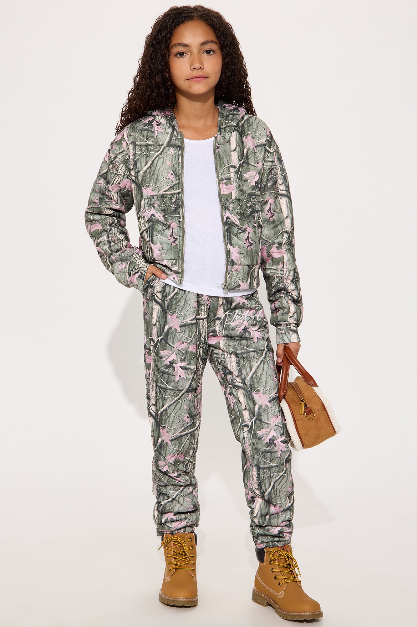 Mini Just A Girl Camo Jogger Pants - Olive