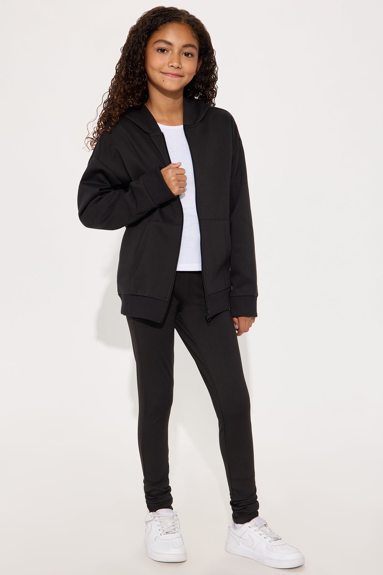 Mini Beckham Zip Up Fleece Pant Set - Black