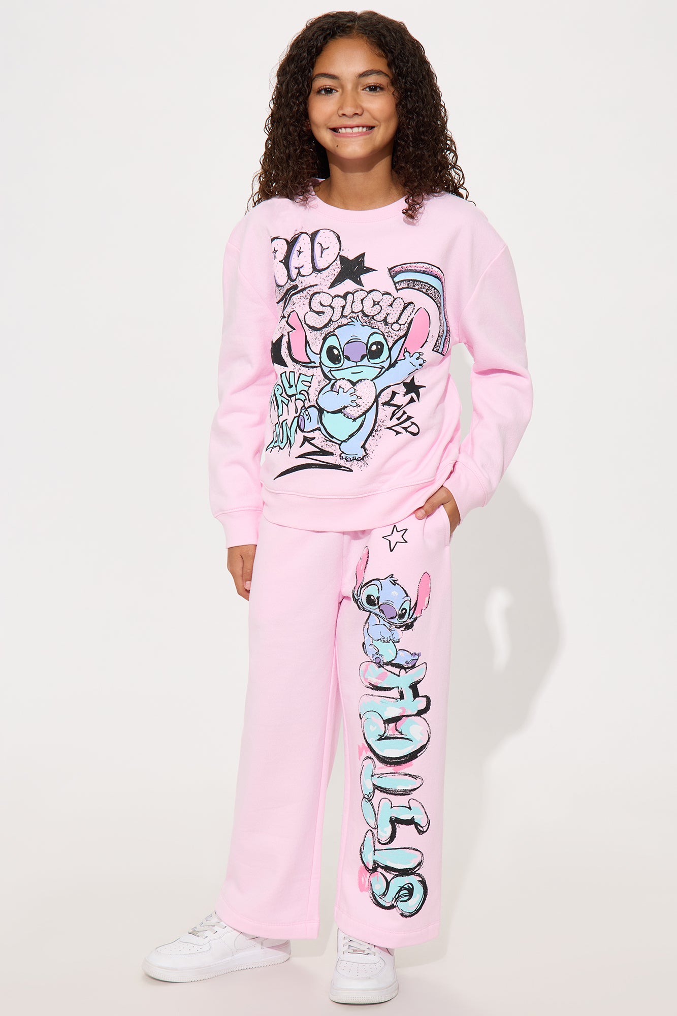 Mini Stitch True Luv Wide Leg Jogger Pant Set - Pink