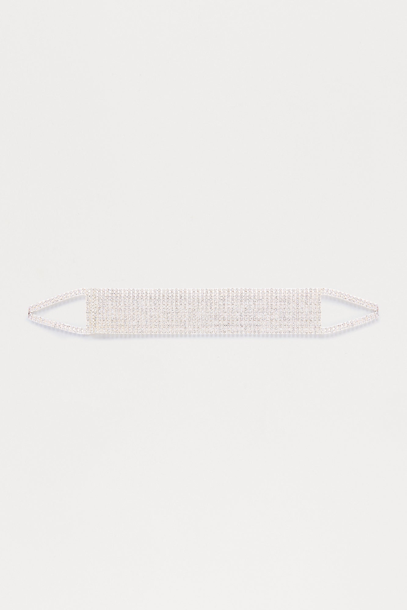 Stage Right Rhinestone Choker Necklace - Silver