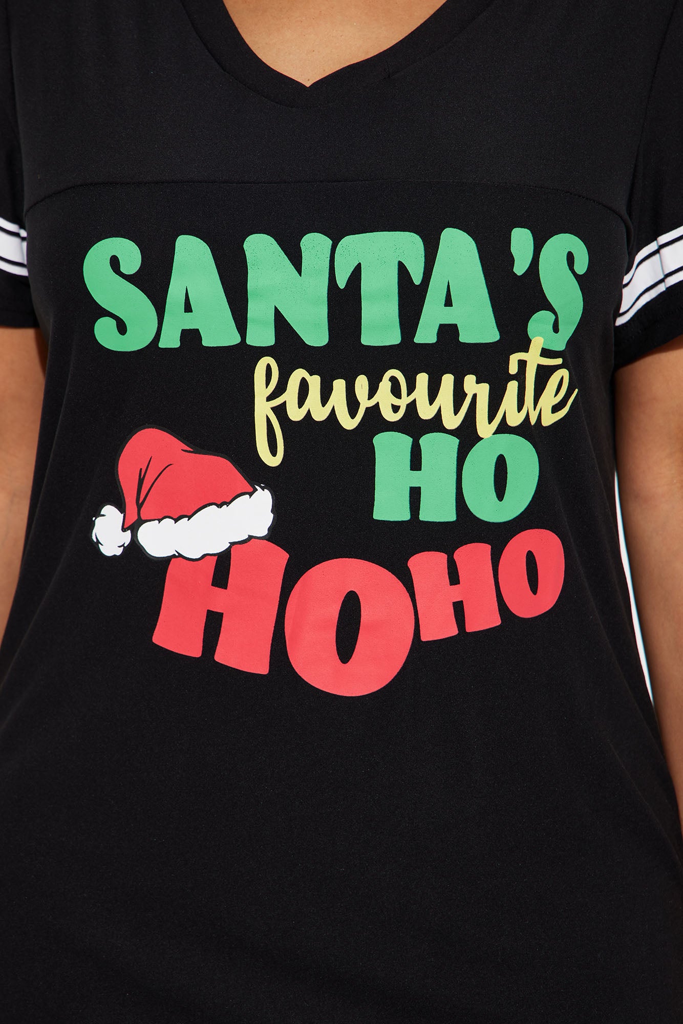 Santa's Favorite Ho PJ Sleep Shirt - Black/combo