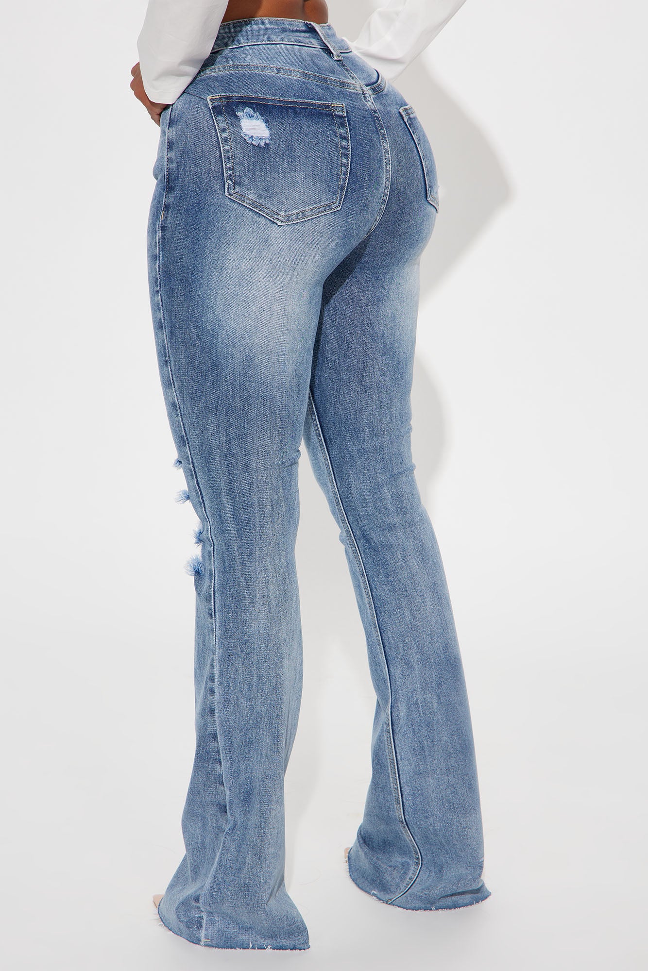 Tall Certifiable Stretch Ripped Flare Jeans - Light Wash