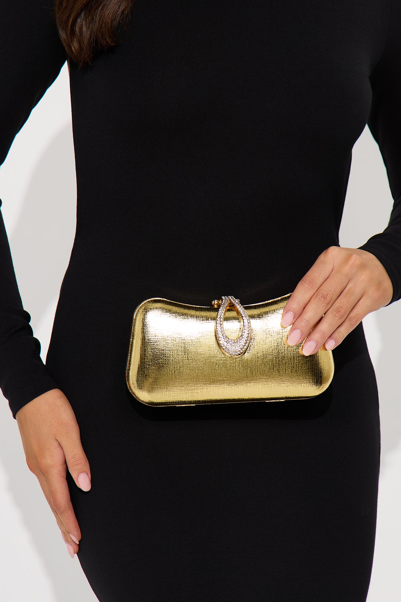 After Hours Faux Leather Clutch - Gold