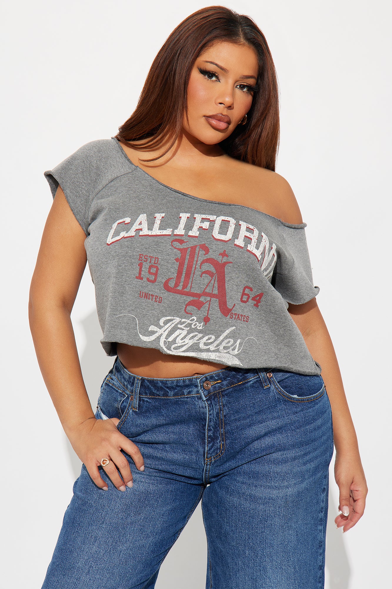 California Super Cropped Tee - Heather Grey