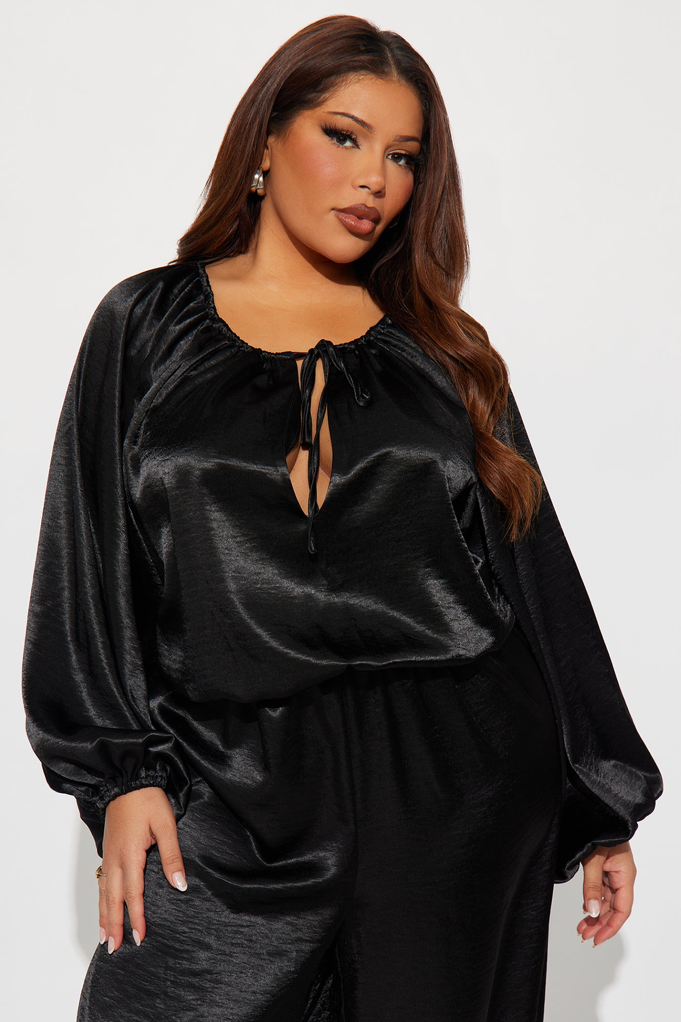 Irene Satin Balloon Jumpsuit - Black