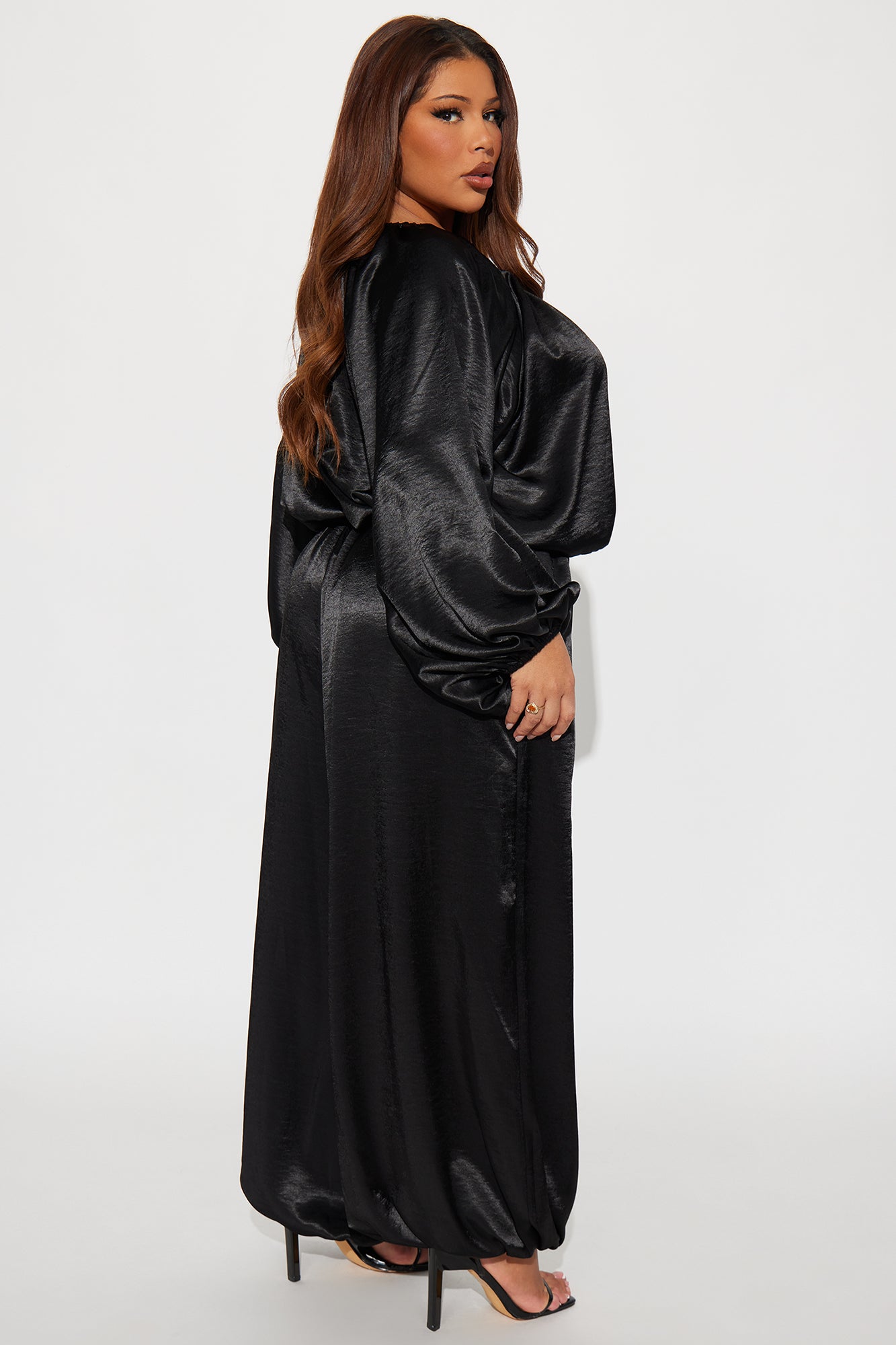 Irene Satin Balloon Jumpsuit - Black