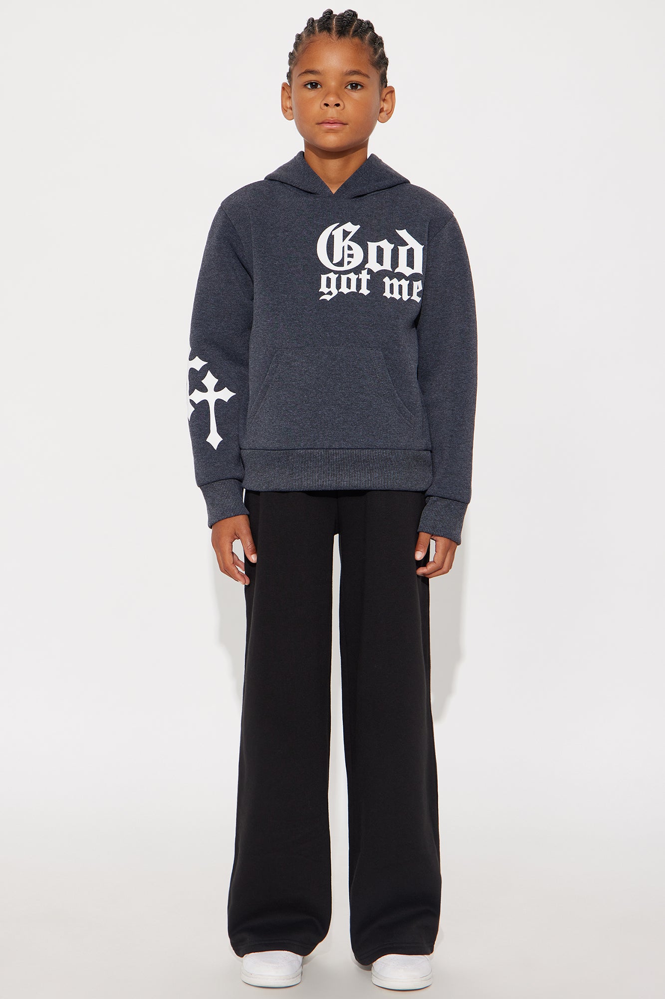 Mini God Got Me Pullover Hoodie - Charcoal