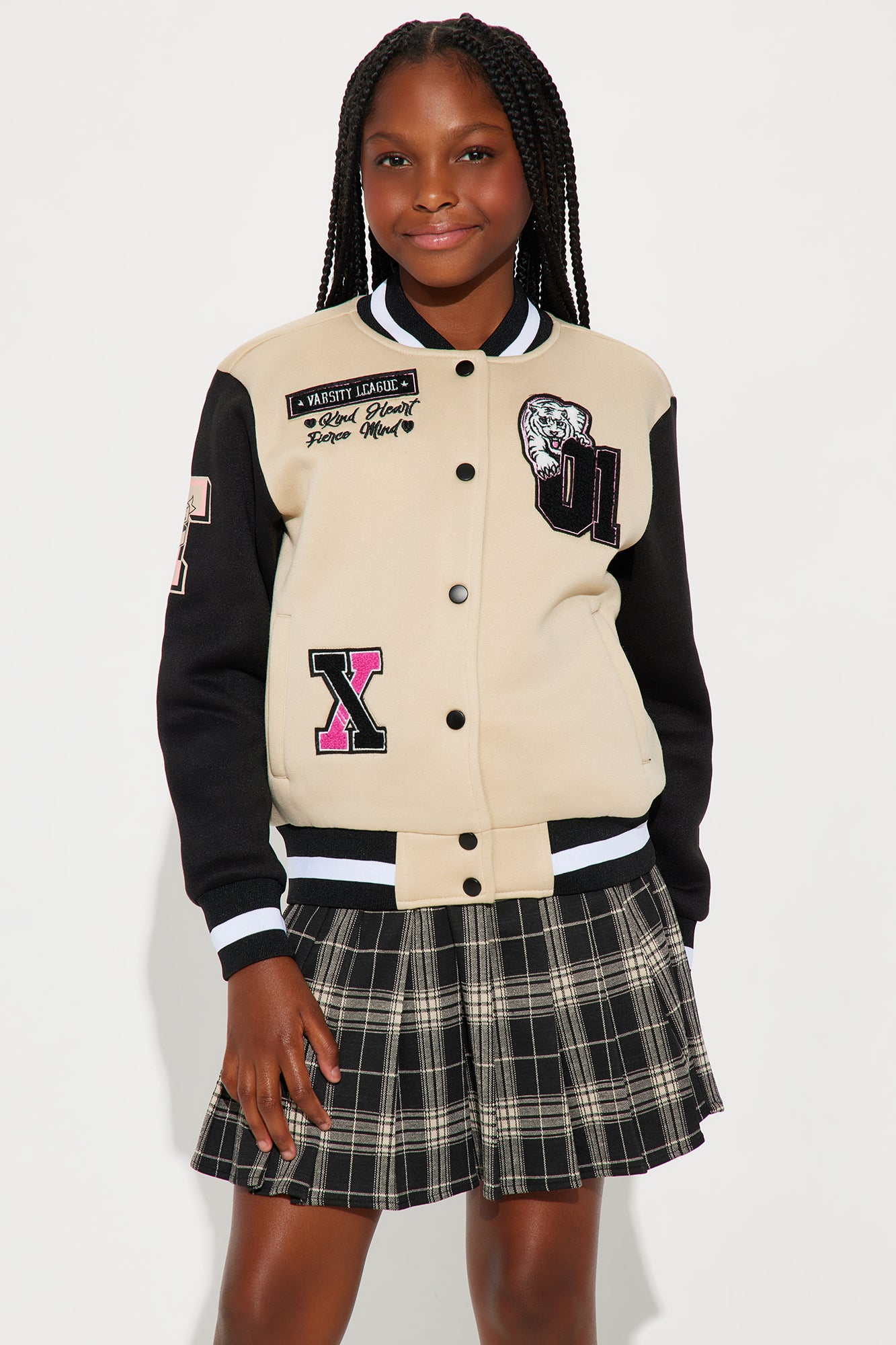 Mini Winning Streak Varsity Jacket - Sand/combo