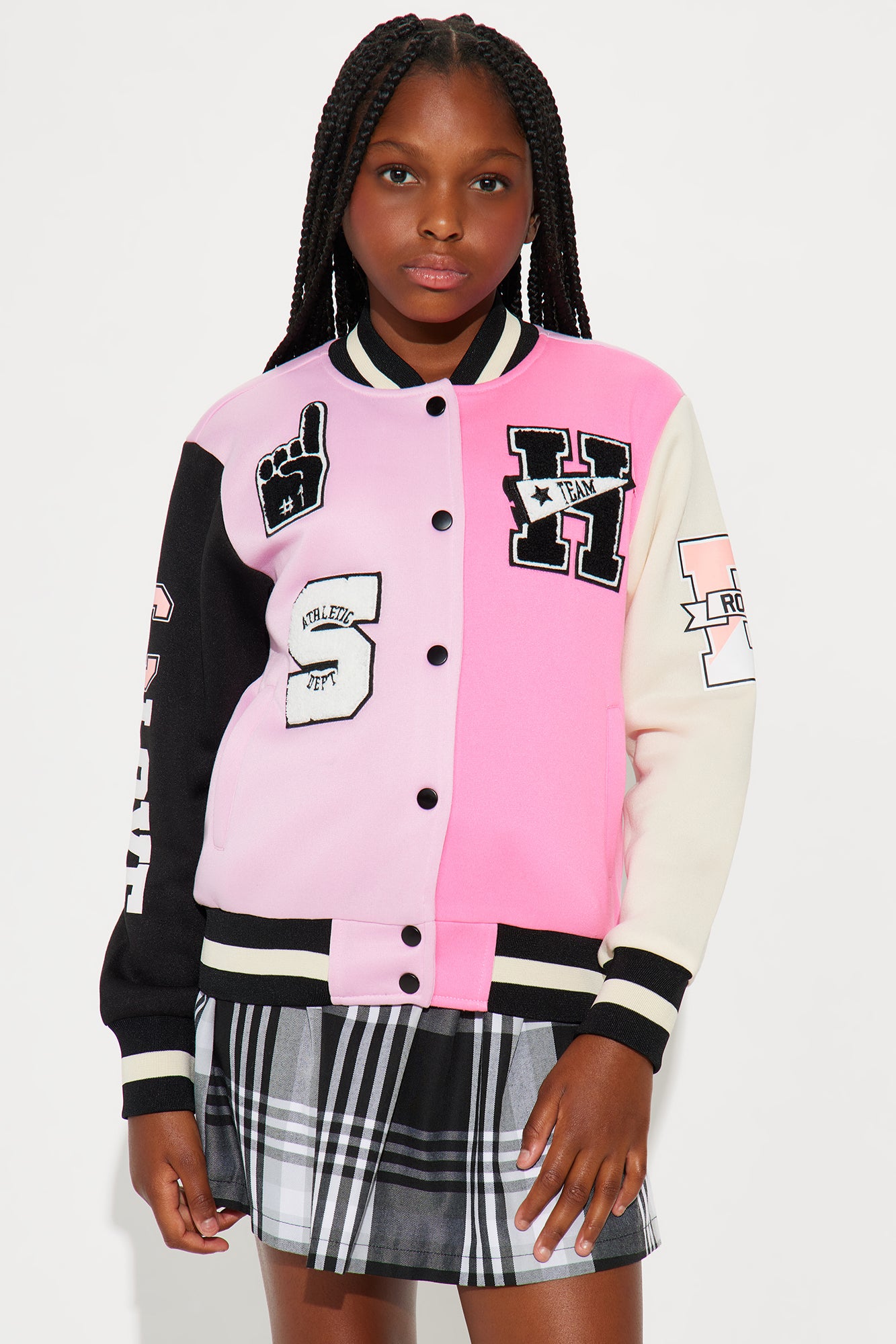 Mini All About The Game Varsity Jacket - Pink/combo
