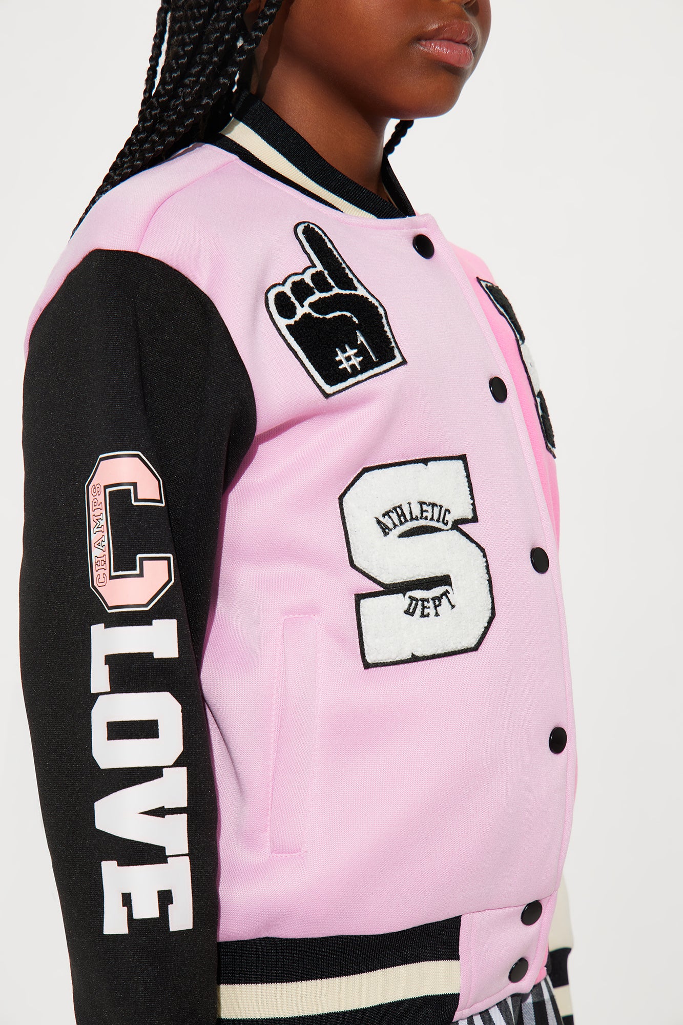 Mini All About The Game Varsity Jacket - Pink/combo