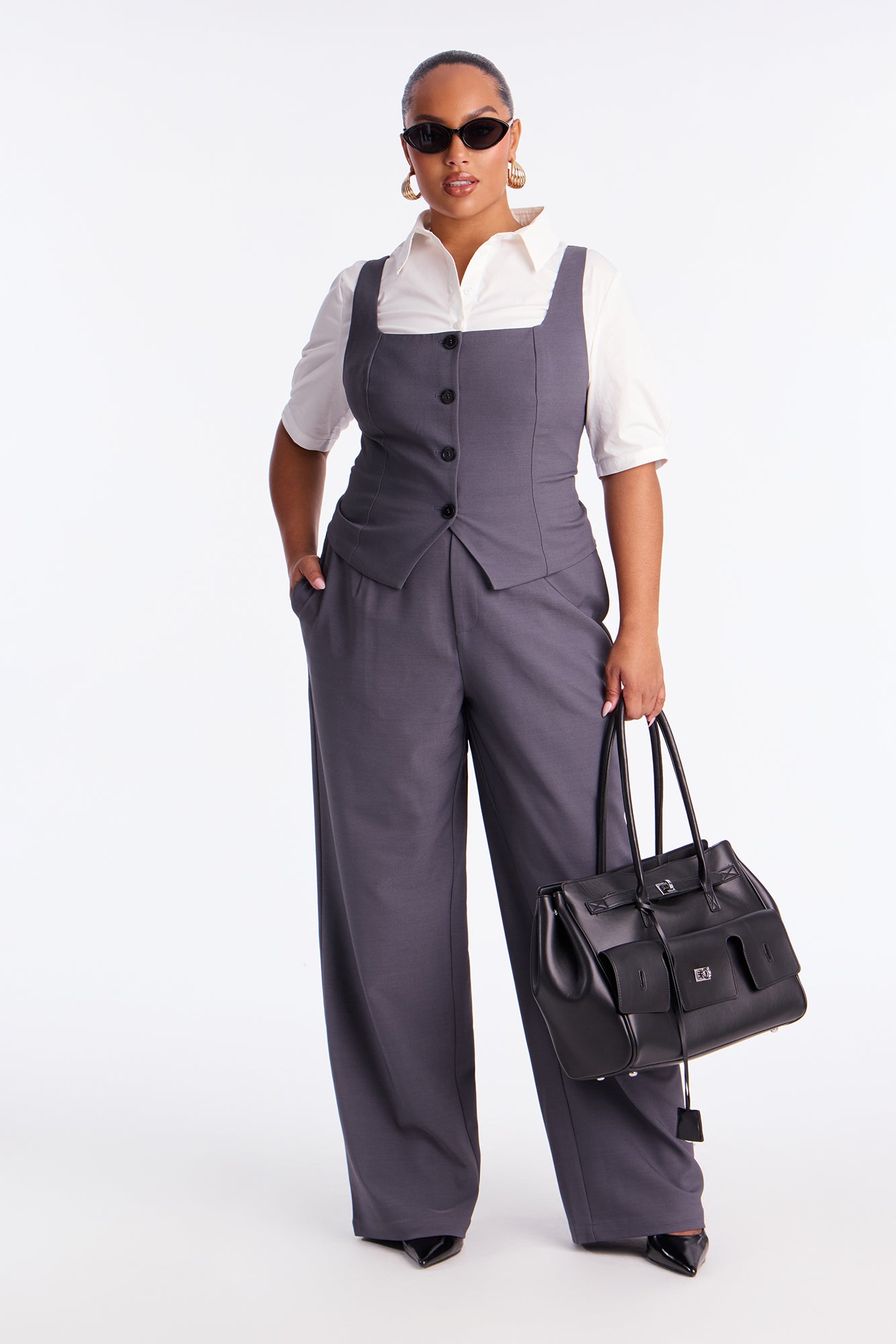 Nessa 3 Piece Pant Set - Charcoal