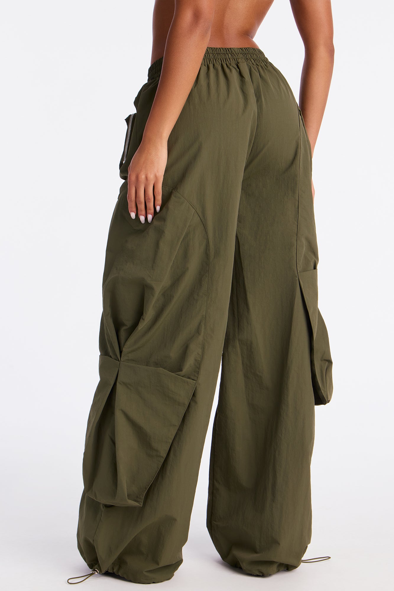 Mind Your Own Business Parachute Jogger - Military Green
