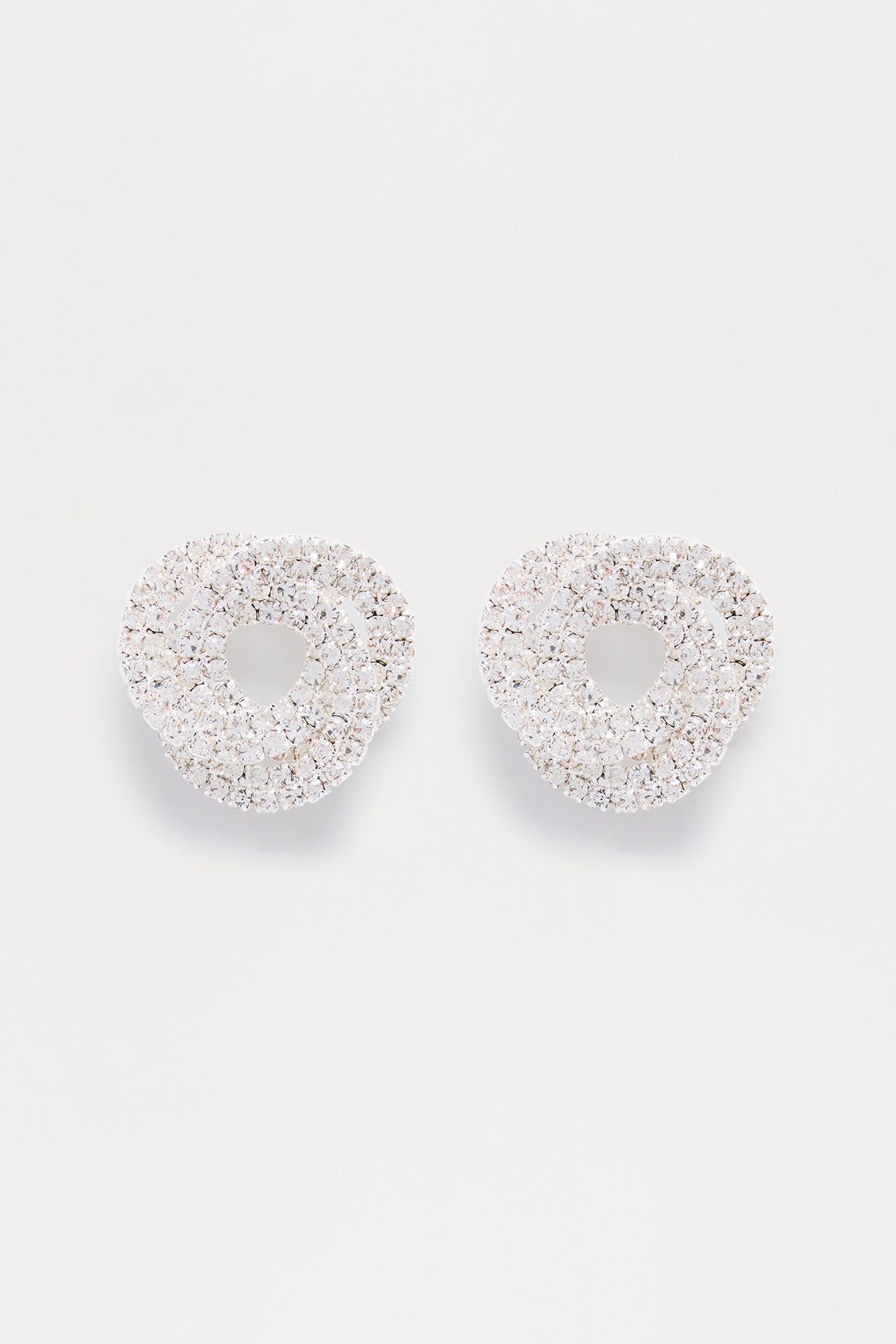 Eternal Knot Rhinestone Stud Earrings - Silver