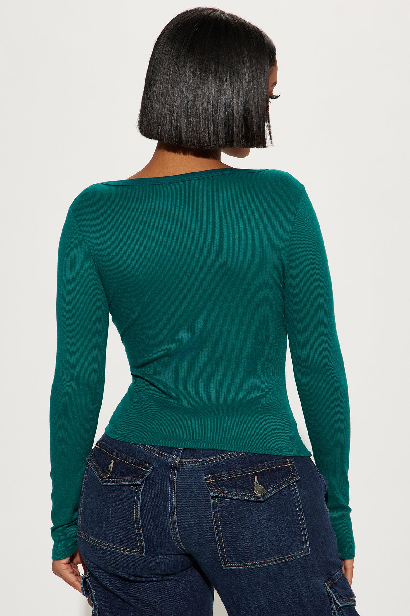 Dawn Ribbed Long Sleeve Top - Hunter