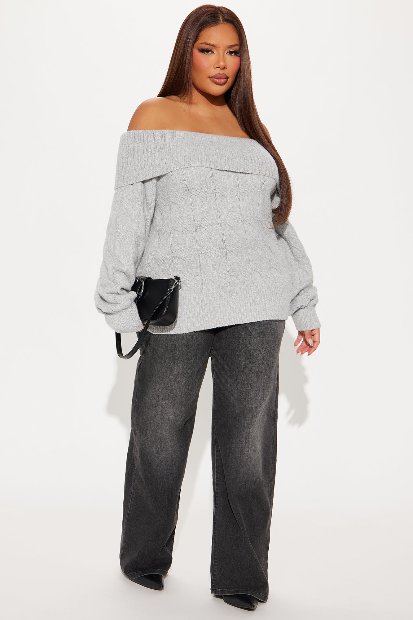 Mila Off Shoulder Sweater - Grey