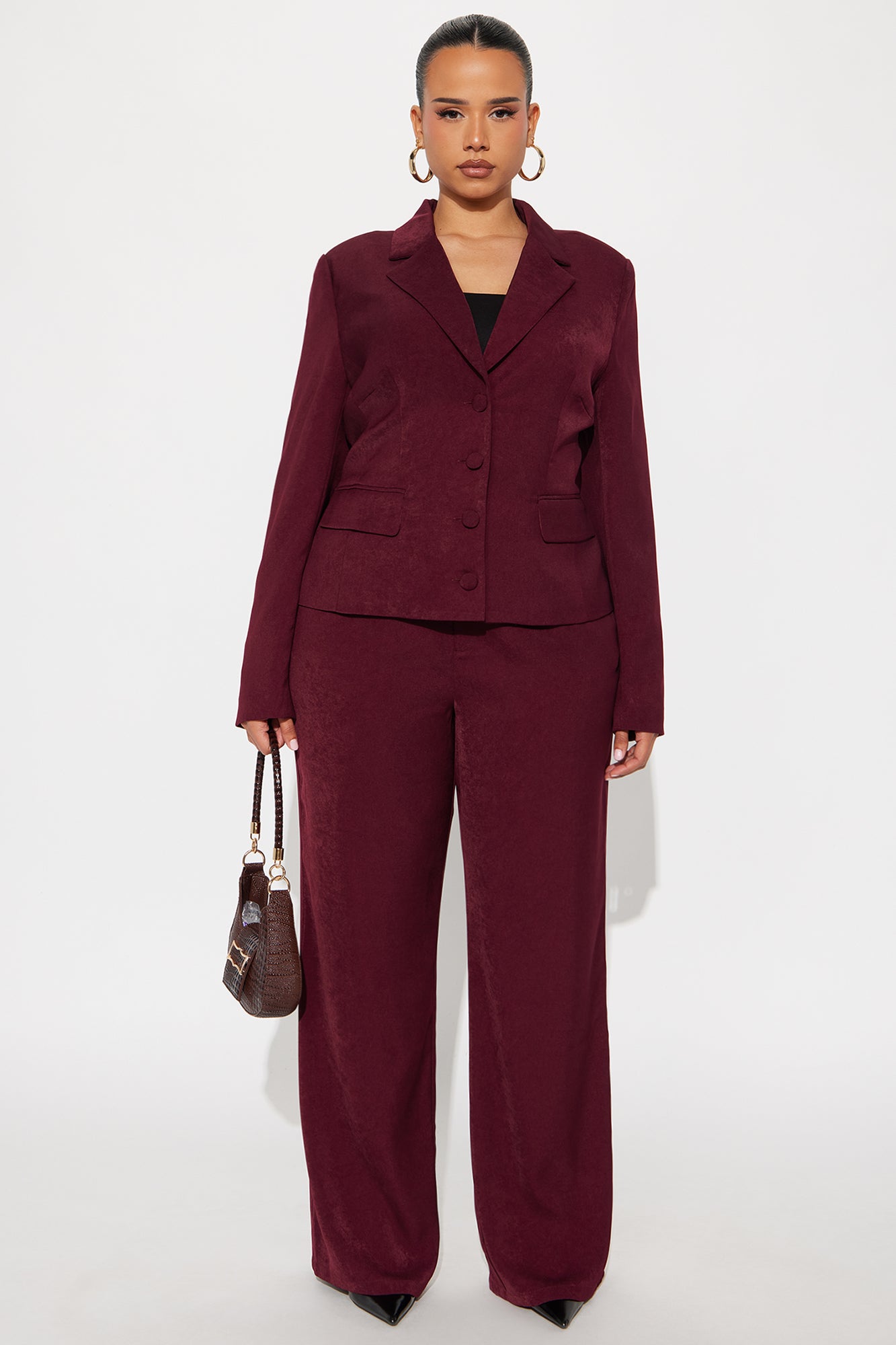 Serving Looks Crepe Blazer - Wine